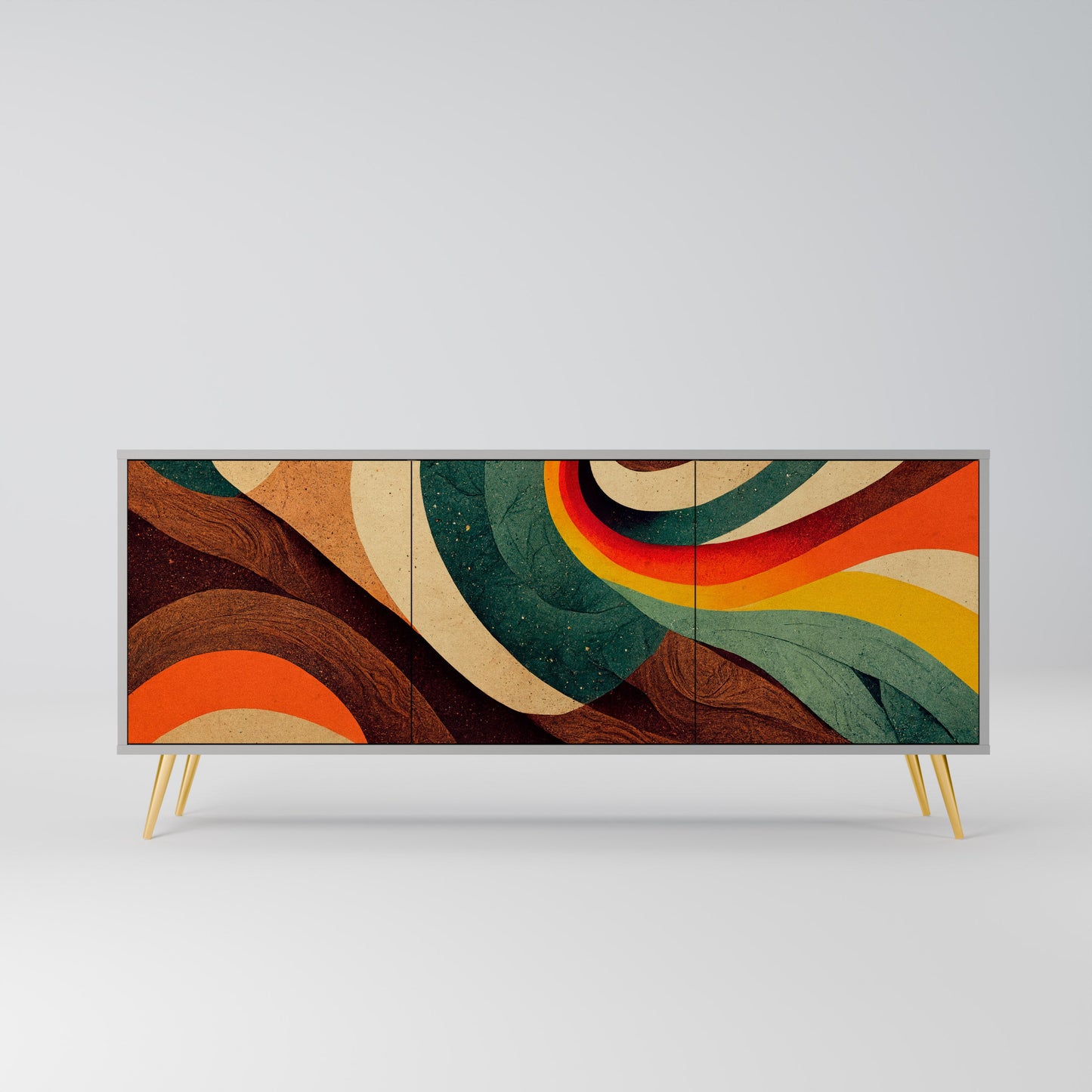 COLORFUL STRANDS 3-Door Sideboard in Grey Finish