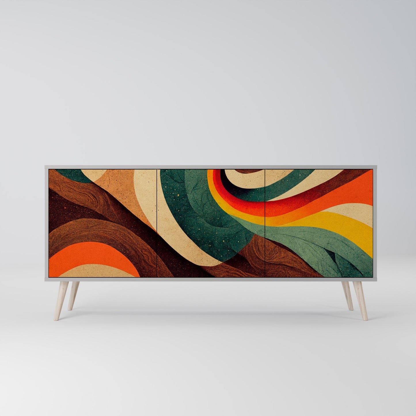 COLORFUL STRANDS 3-Door Sideboard in Grey Finish