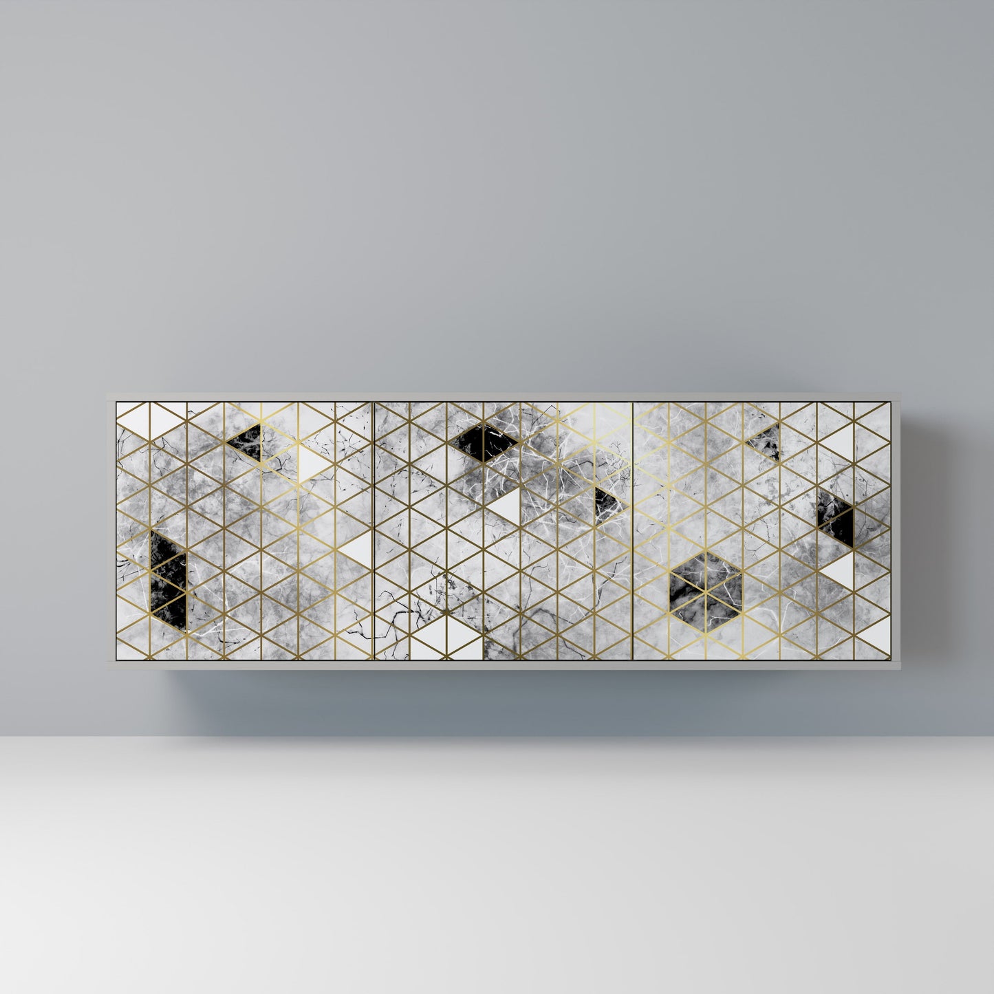 Credenza ASHEN ARIA a 3 ante in finitura grigia