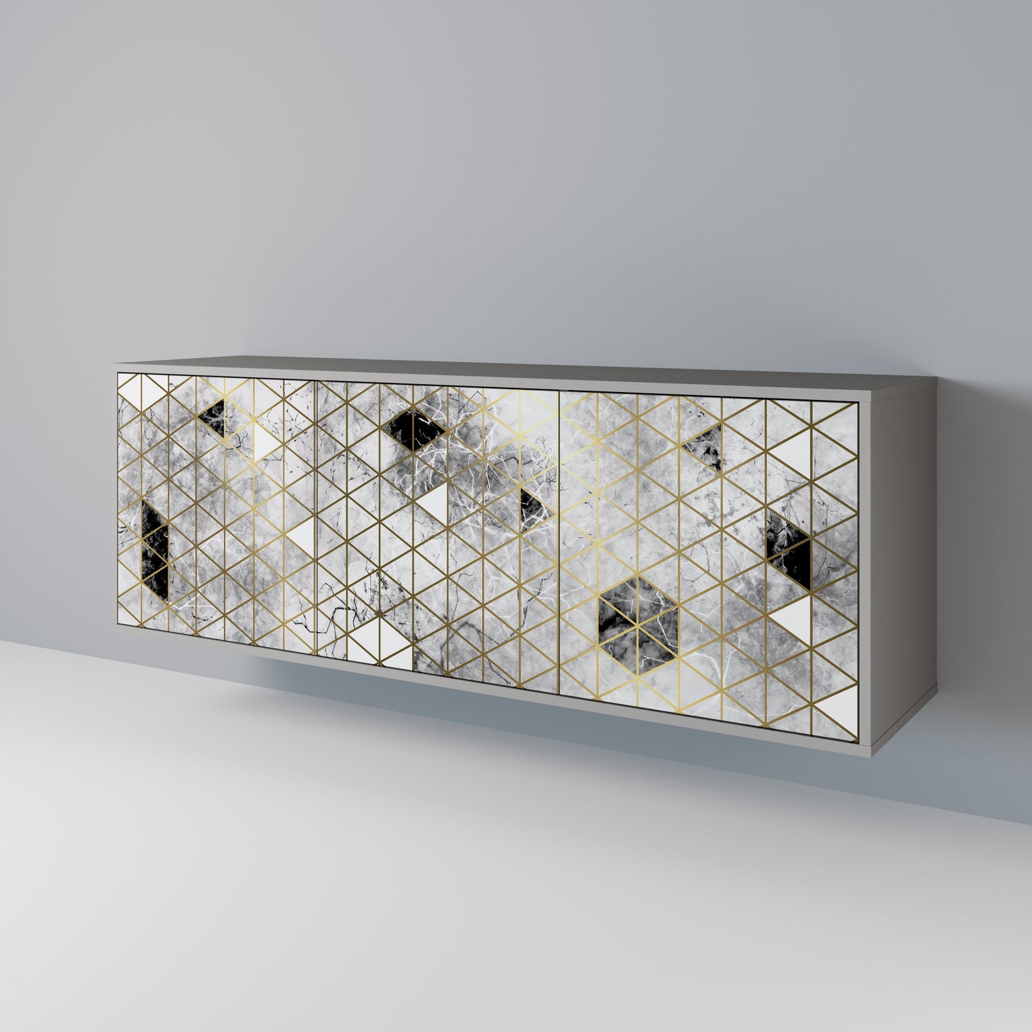 Credenza ASHEN ARIA a 3 ante in finitura grigia