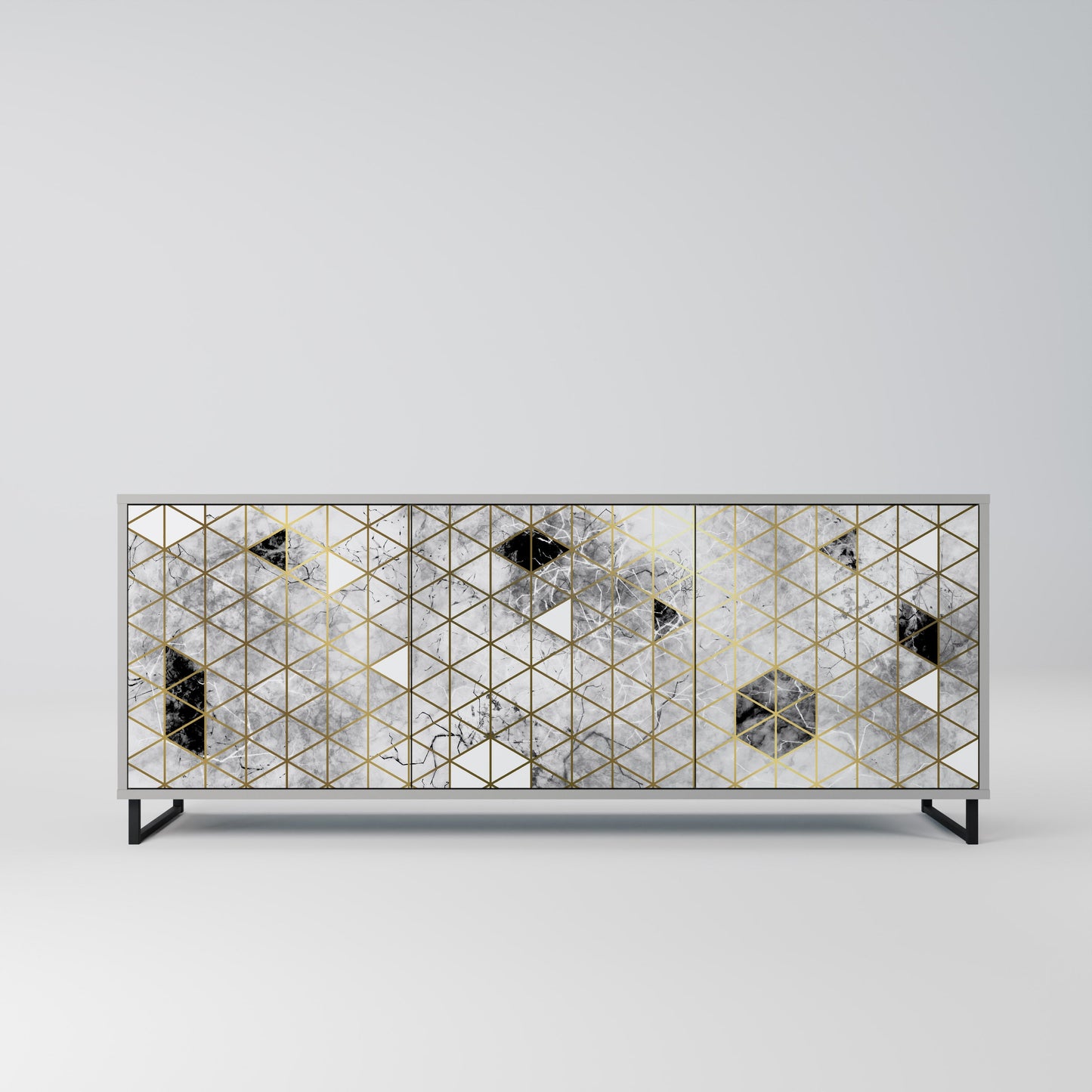 Credenza ASHEN ARIA a 3 ante in finitura grigia