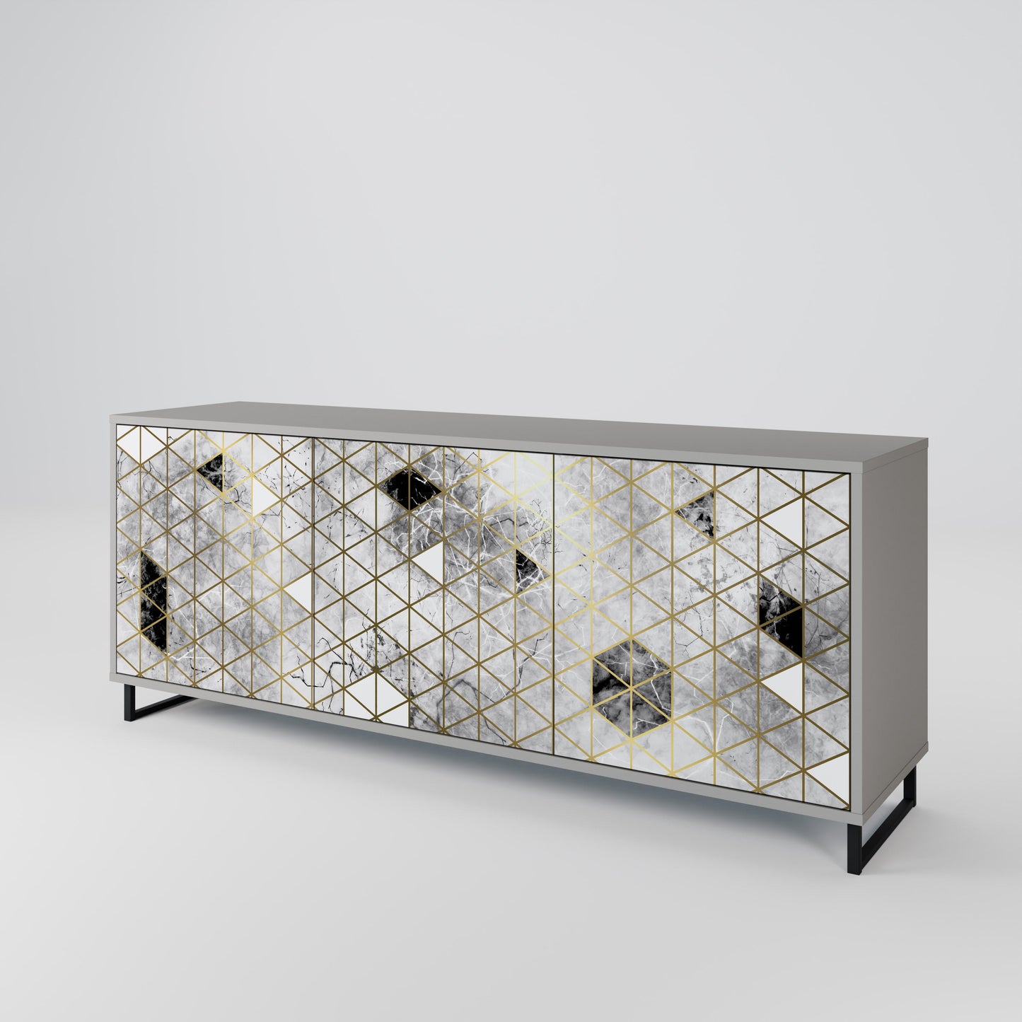 Credenza ASHEN ARIA a 3 ante in finitura grigia