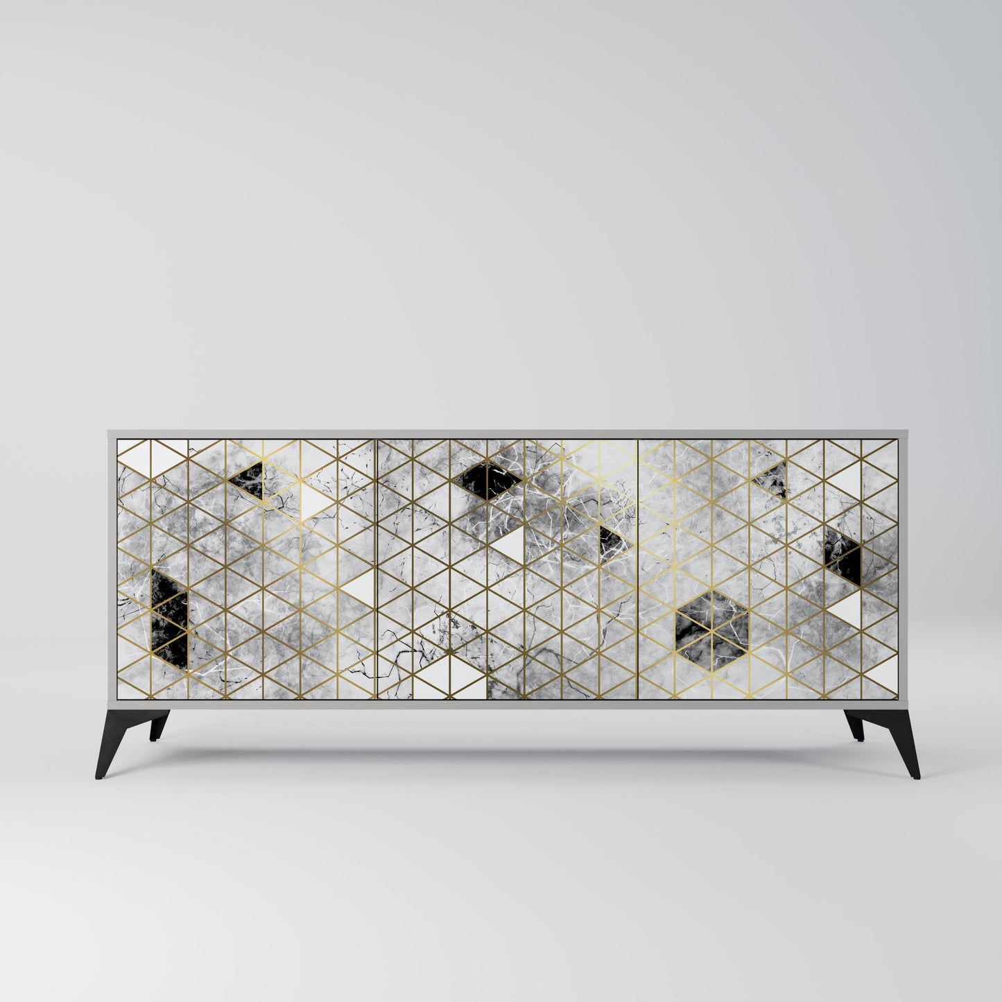 Credenza ASHEN ARIA a 3 ante in finitura grigia