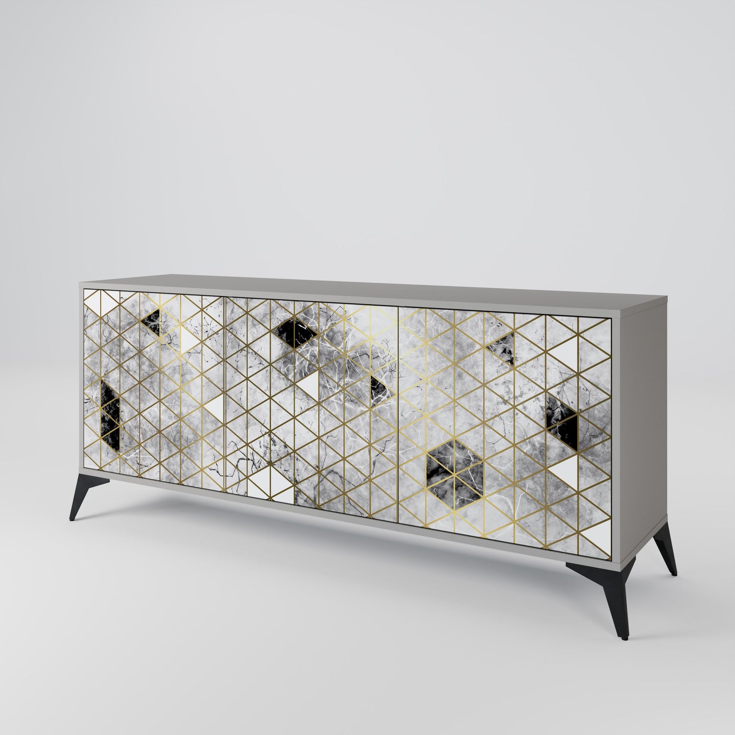 Credenza ASHEN ARIA a 3 ante in finitura grigia