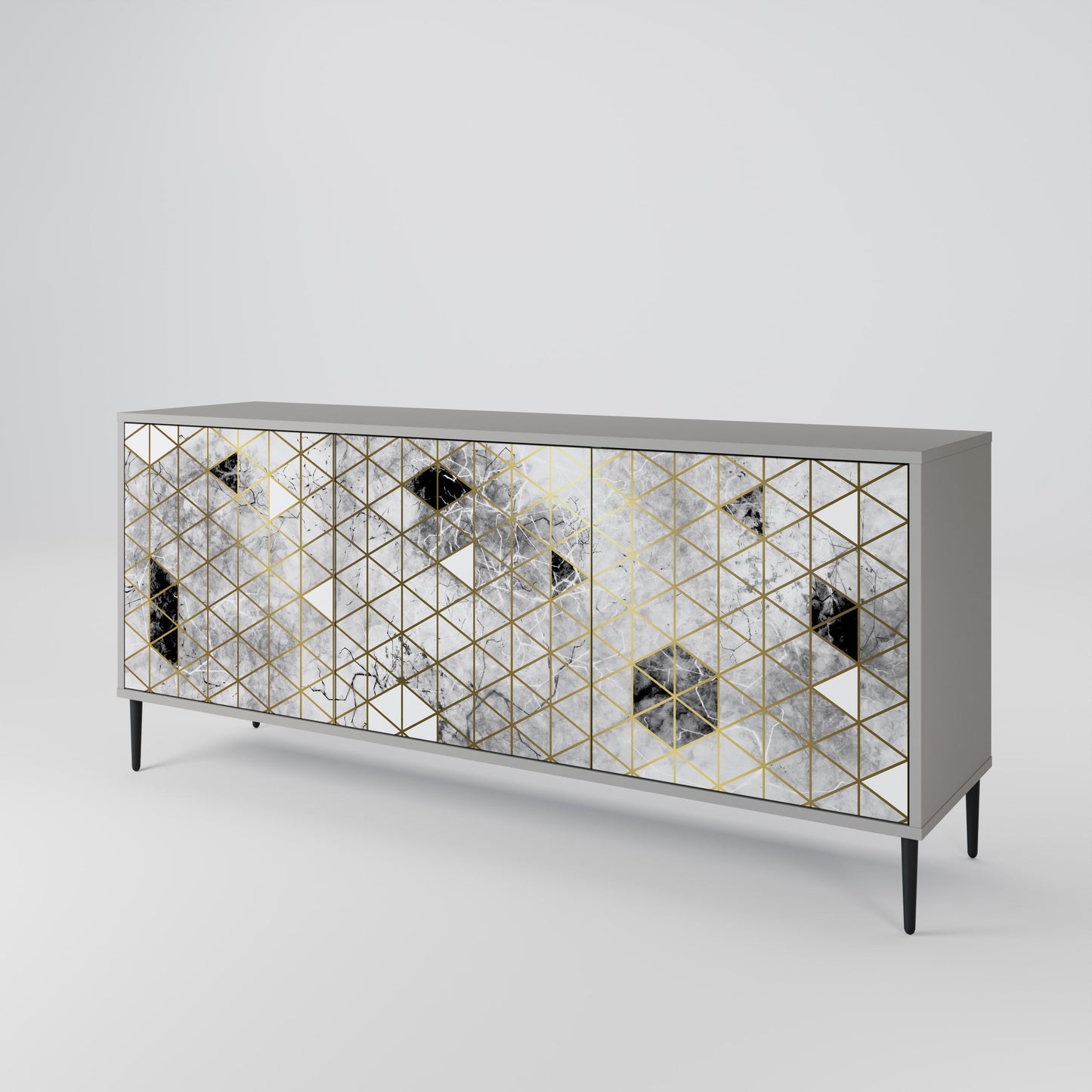 Credenza ASHEN ARIA a 3 ante in finitura grigia