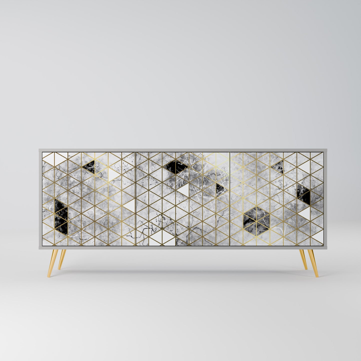 Credenza ASHEN ARIA a 3 ante in finitura grigia