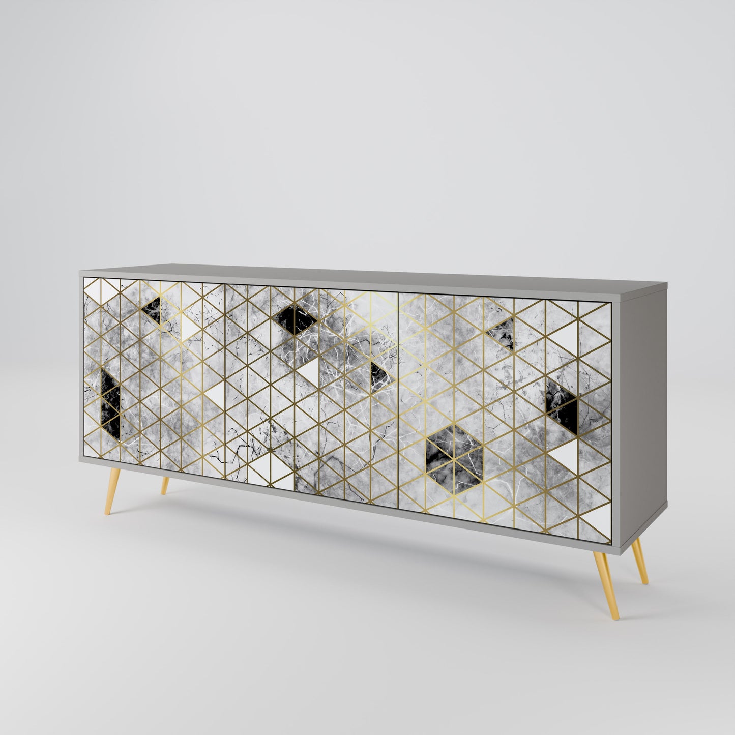Credenza ASHEN ARIA a 3 ante in finitura grigia