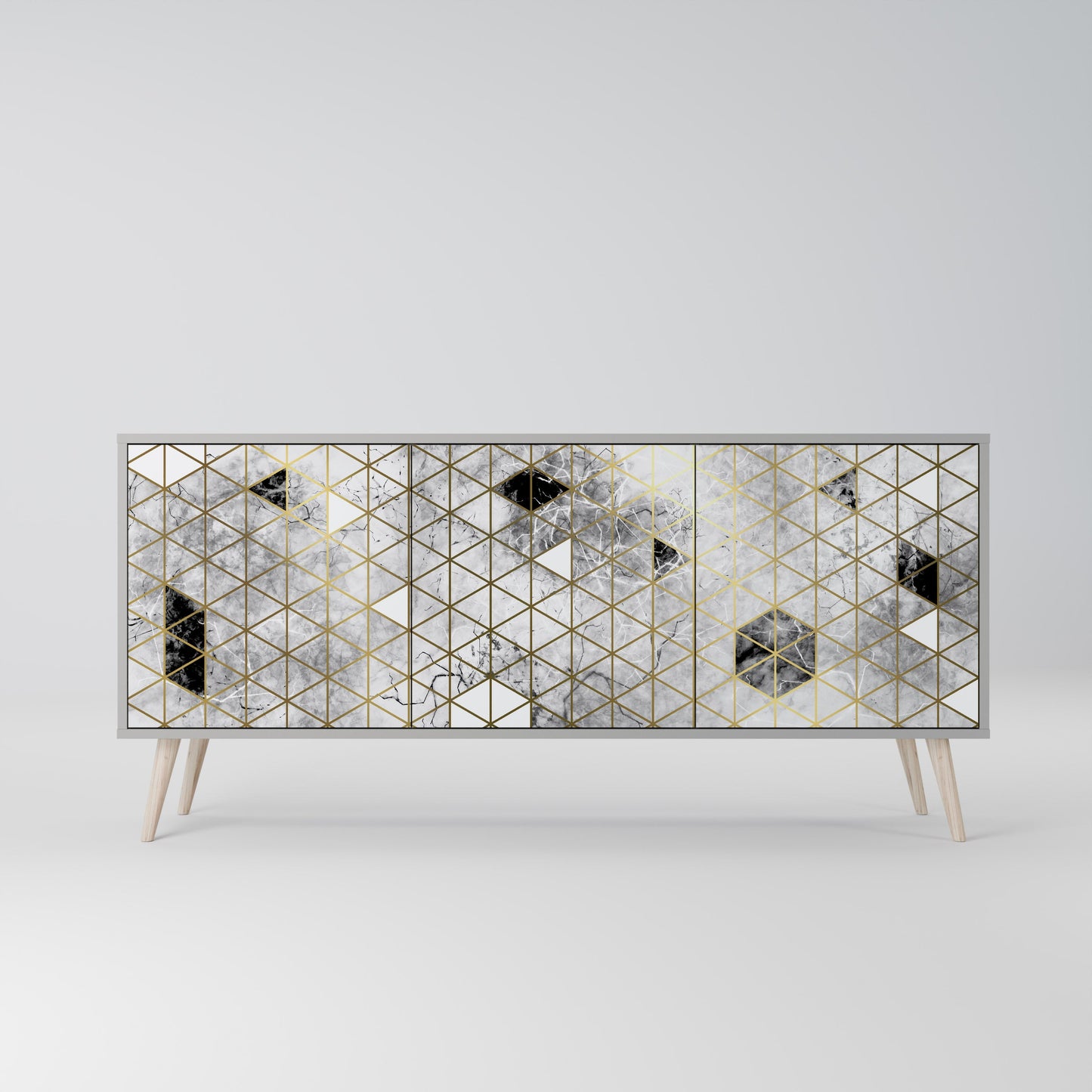 Credenza ASHEN ARIA a 3 ante in finitura grigia