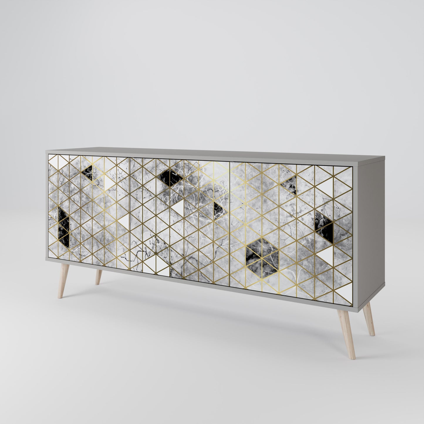 Credenza ASHEN ARIA a 3 ante in finitura grigia