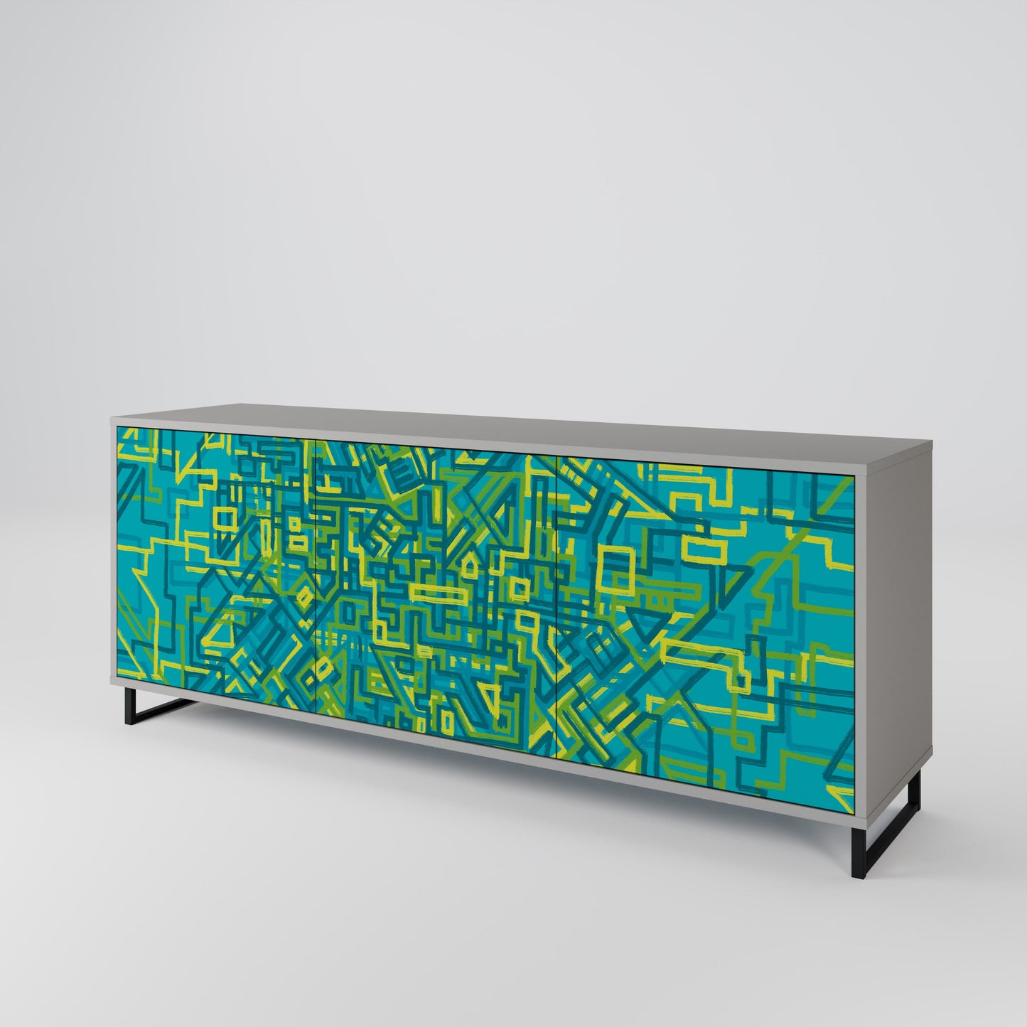 NOSTALGIC MEMORIES 3-Door Sideboard in Grey Finish