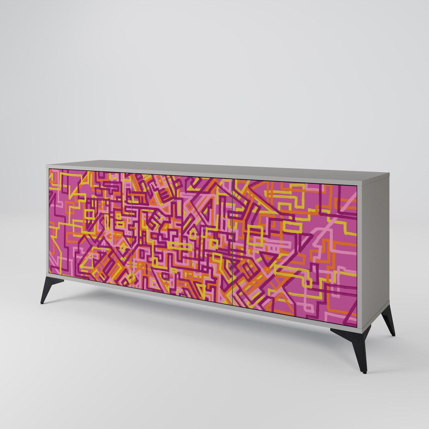 LOVELY MEMORIES 3-Door Sideboard in Grey Finish