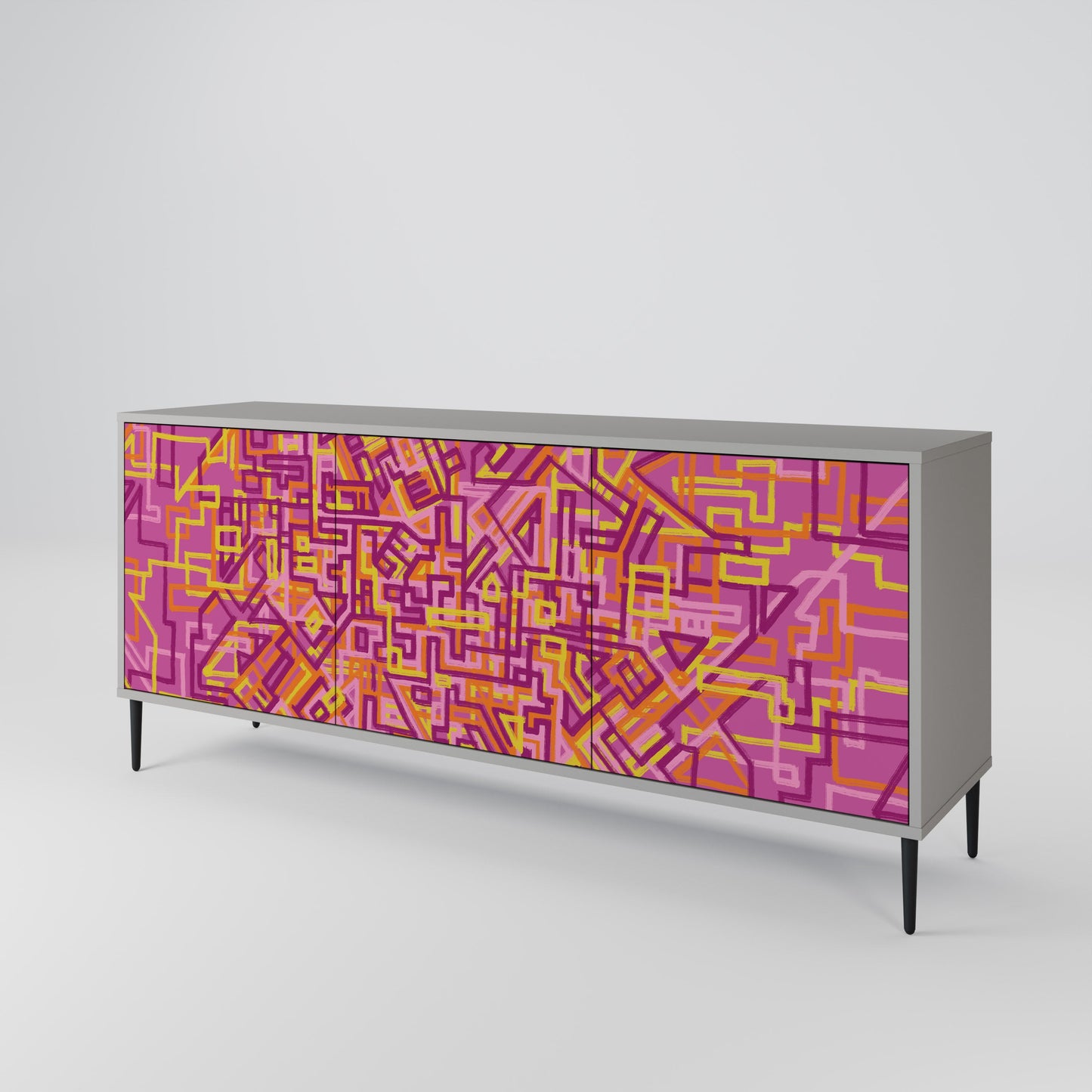 LOVELY MEMORIES 3-Door Sideboard in Grey Finish