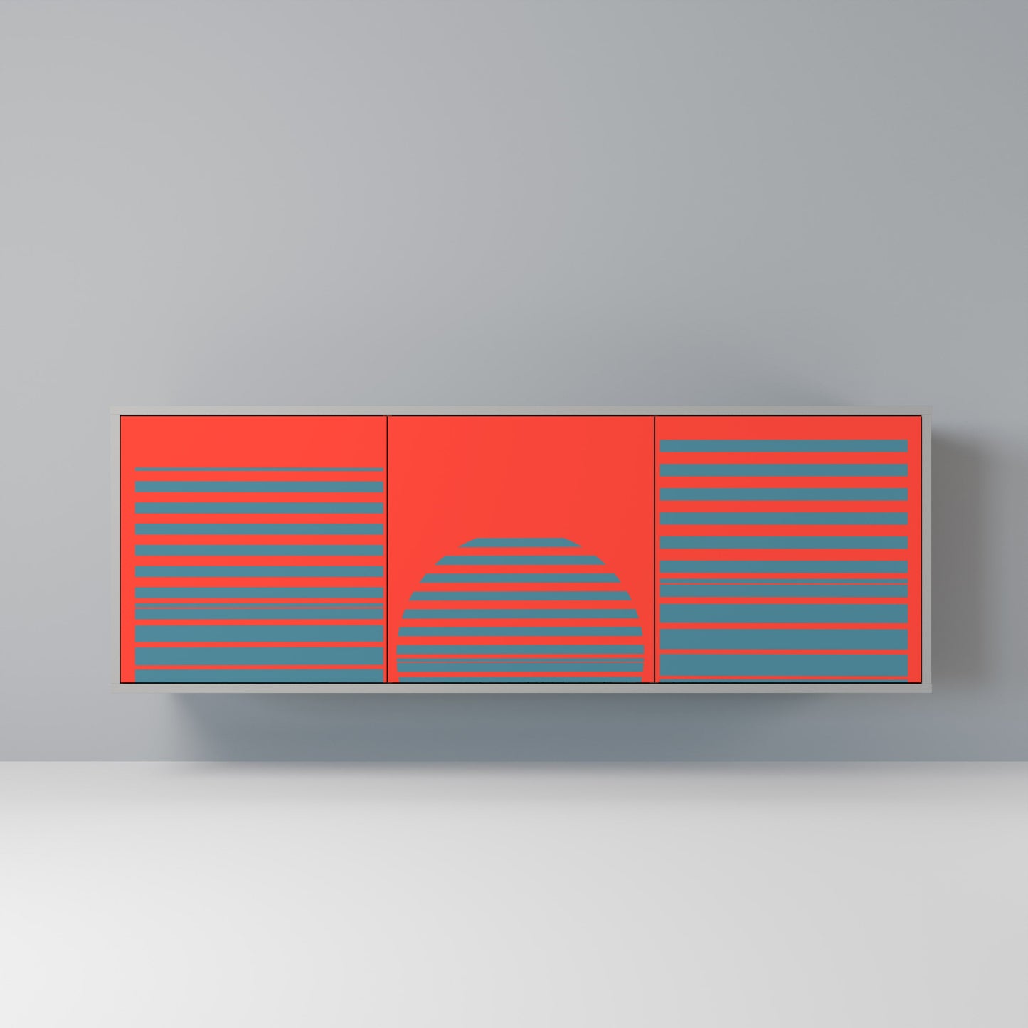 Credenza a 3 ante RISING GEOMETRY STARS in finitura grigia