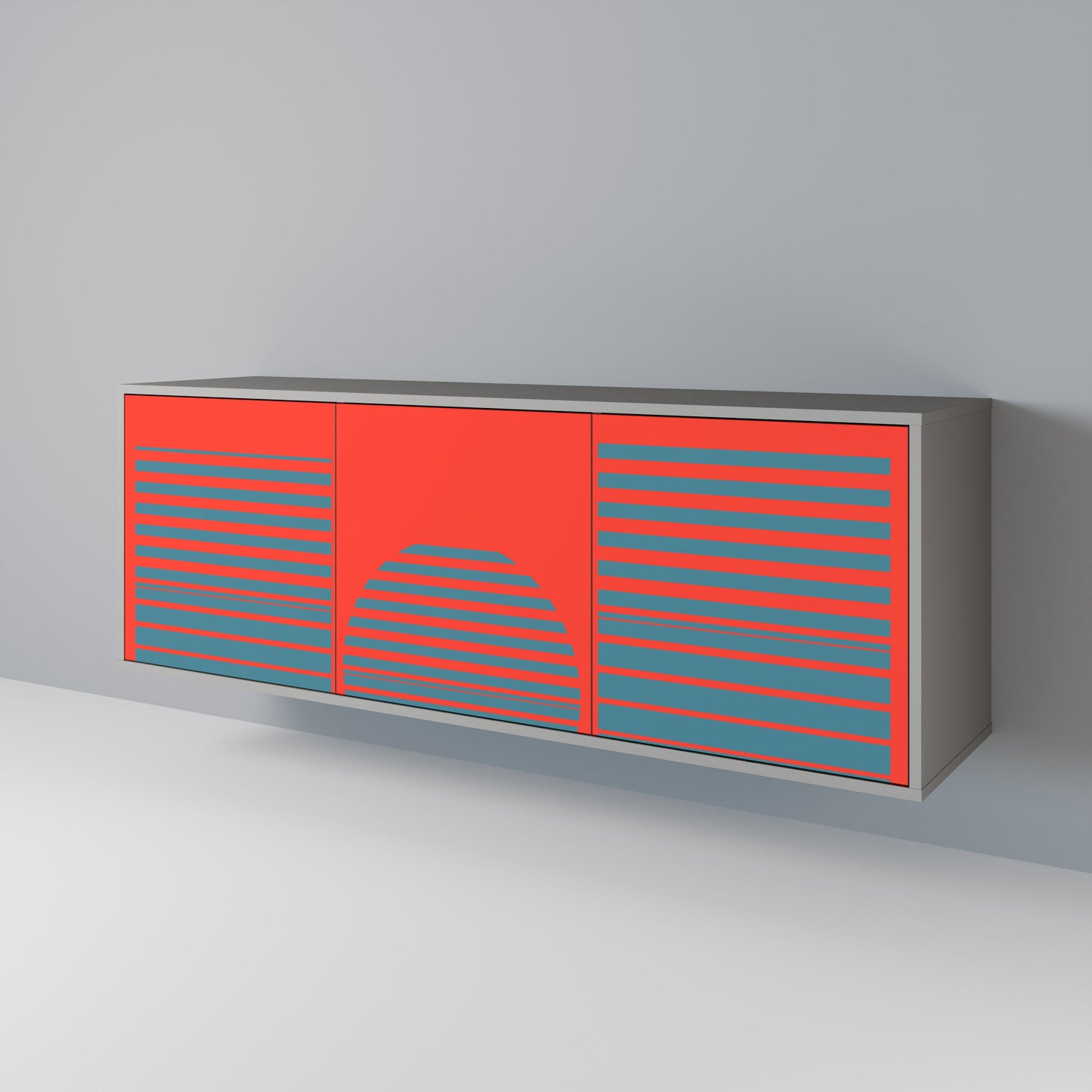 Credenza a 3 ante RISING GEOMETRY STARS in finitura grigia