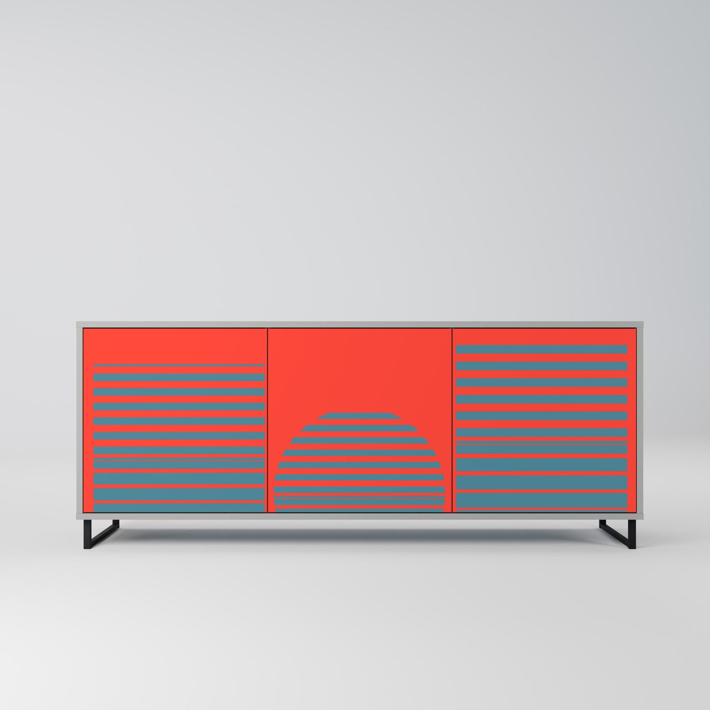 Credenza a 3 ante RISING GEOMETRY STARS in finitura grigia