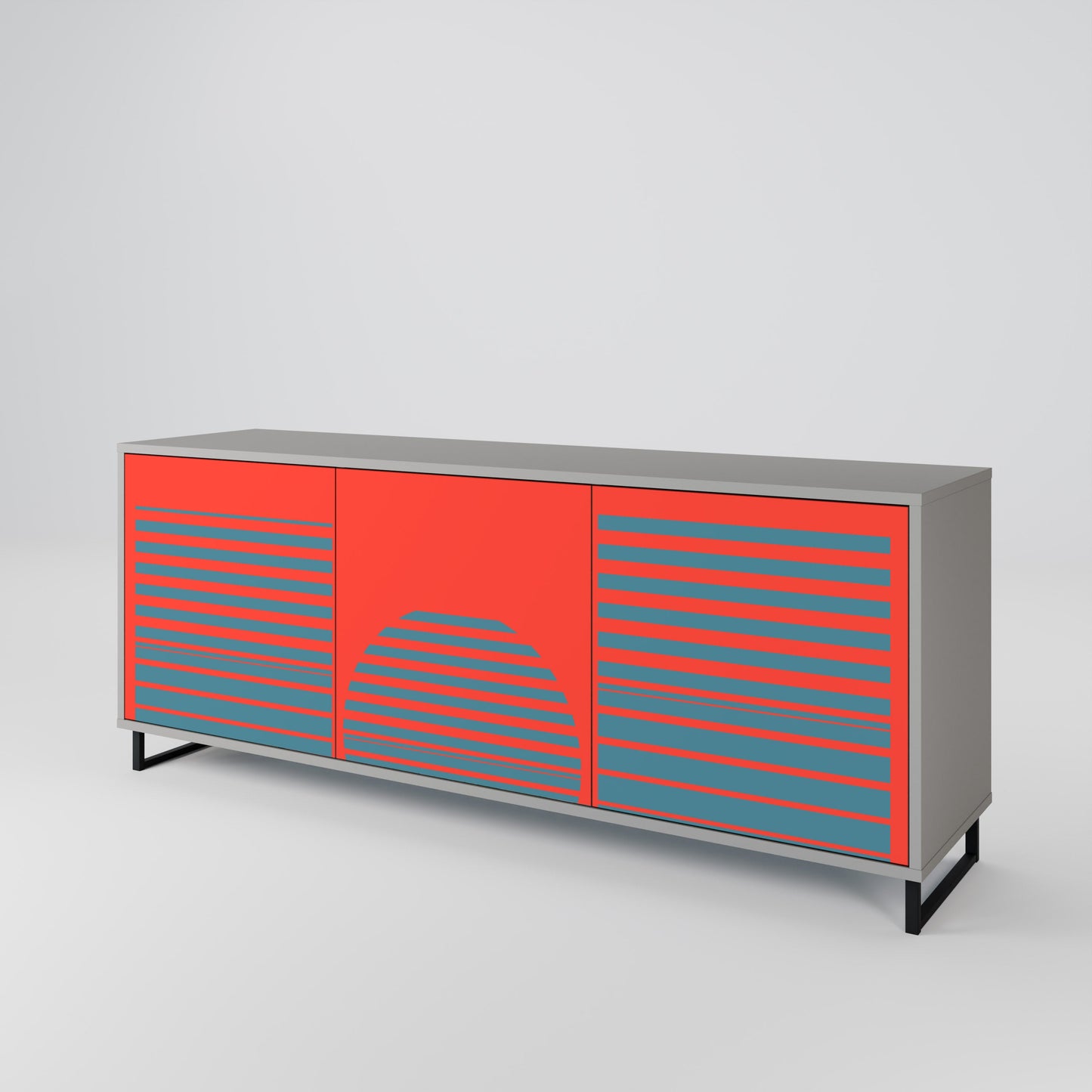 Credenza a 3 ante RISING GEOMETRY STARS in finitura grigia