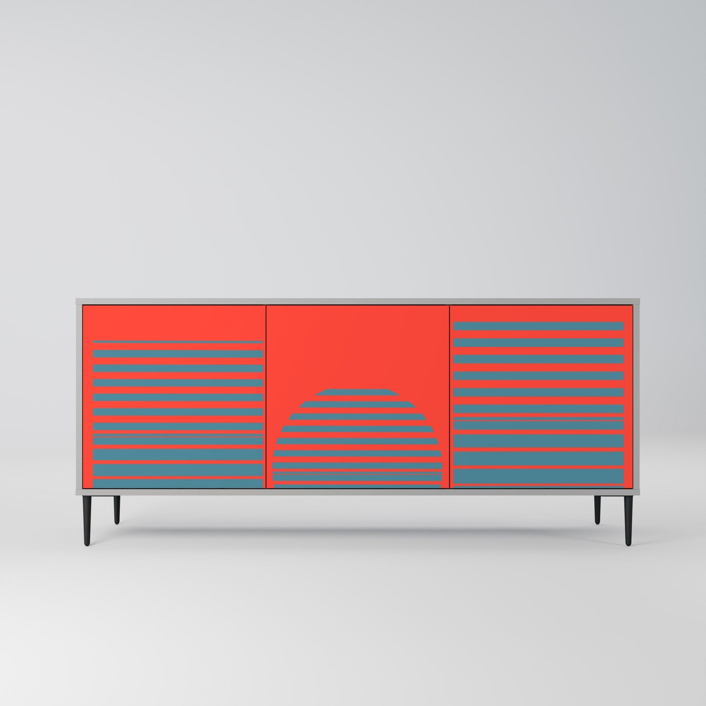 Credenza a 3 ante RISING GEOMETRY STARS in finitura grigia