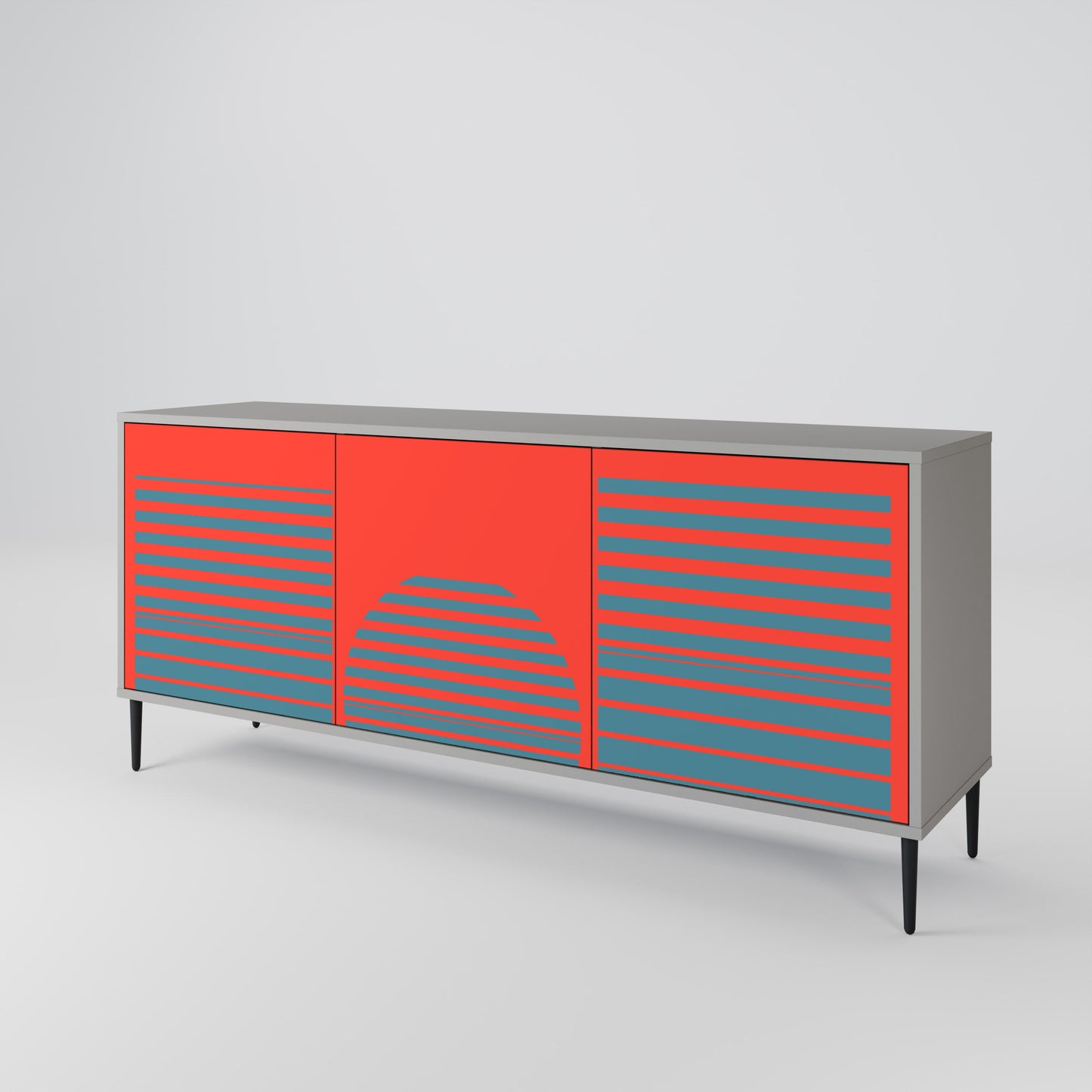 Credenza a 3 ante RISING GEOMETRY STARS in finitura grigia