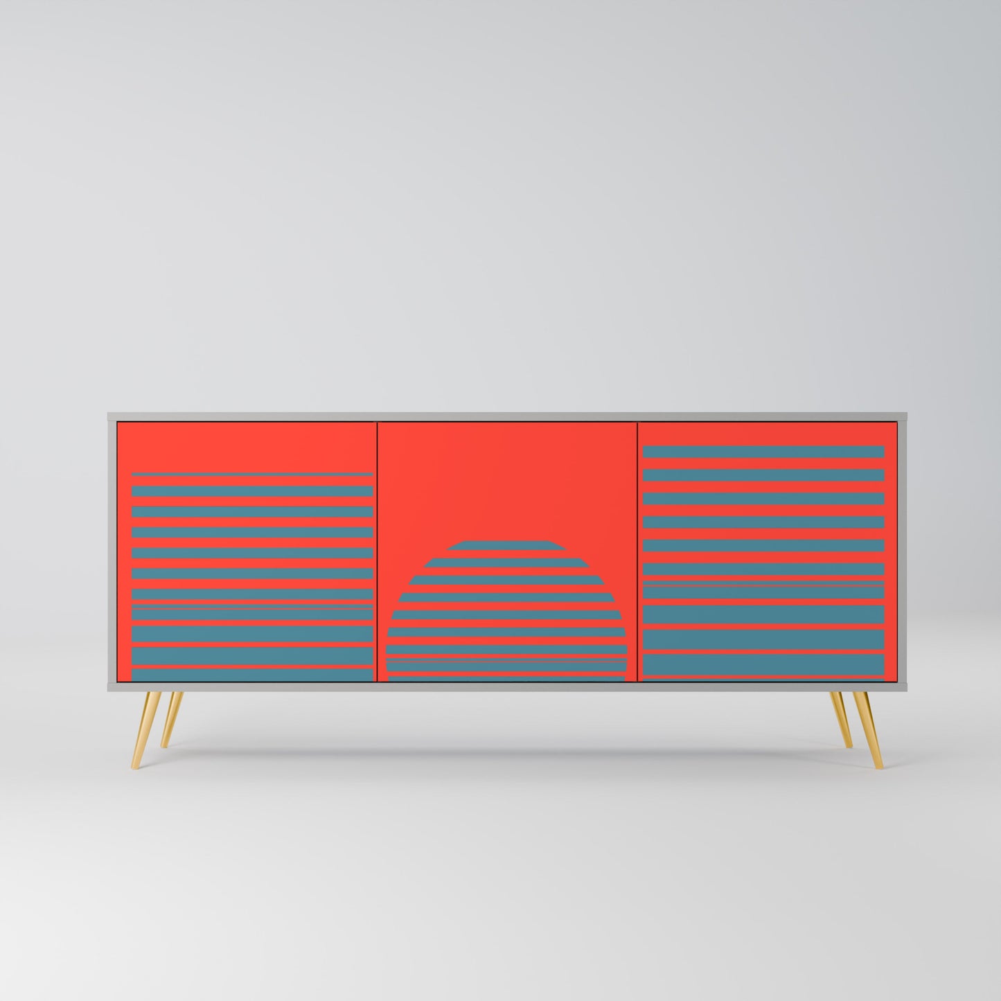 Credenza a 3 ante RISING GEOMETRY STARS in finitura grigia