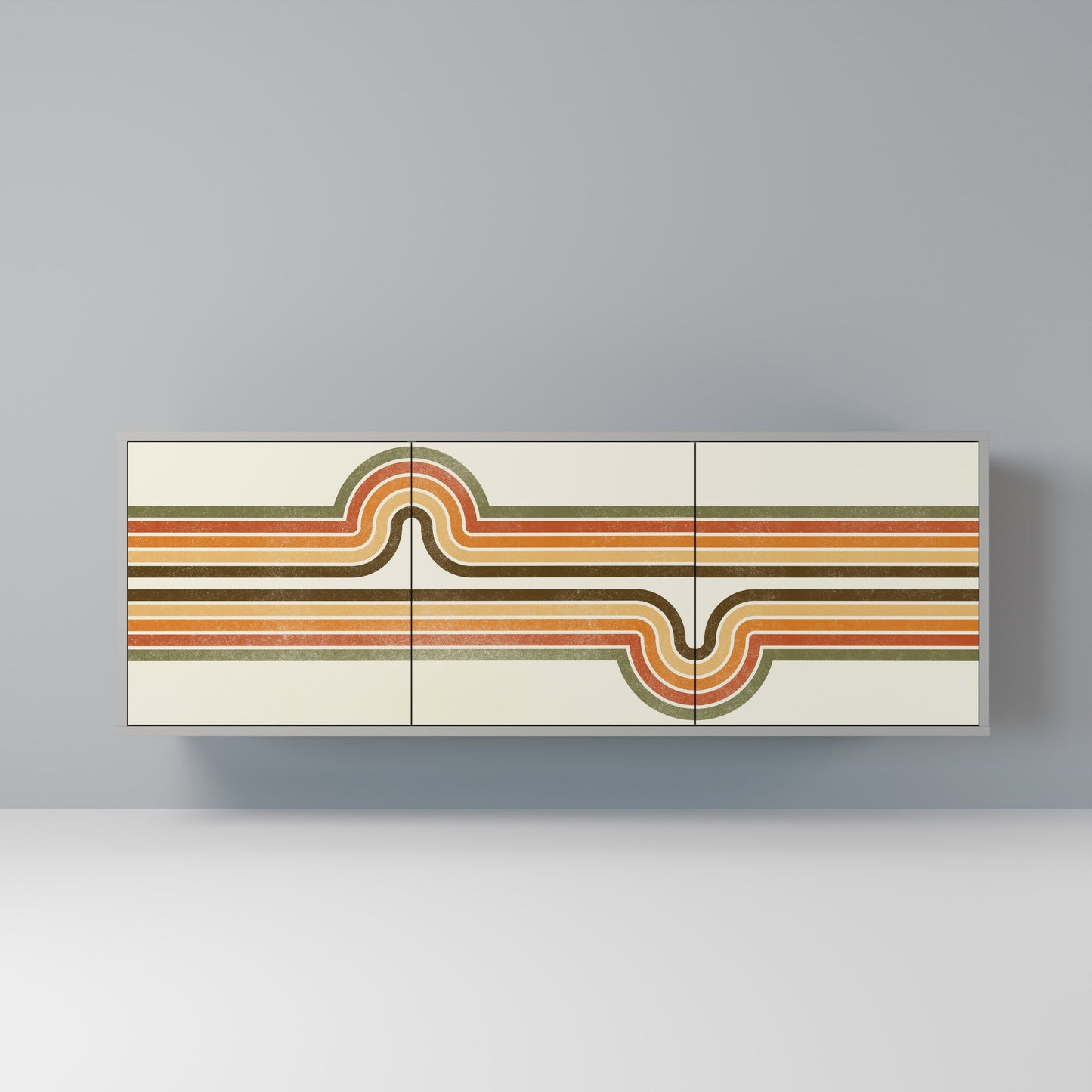EXCEPTIONAL STREAM 3-Door Sideboard in Grey Finish