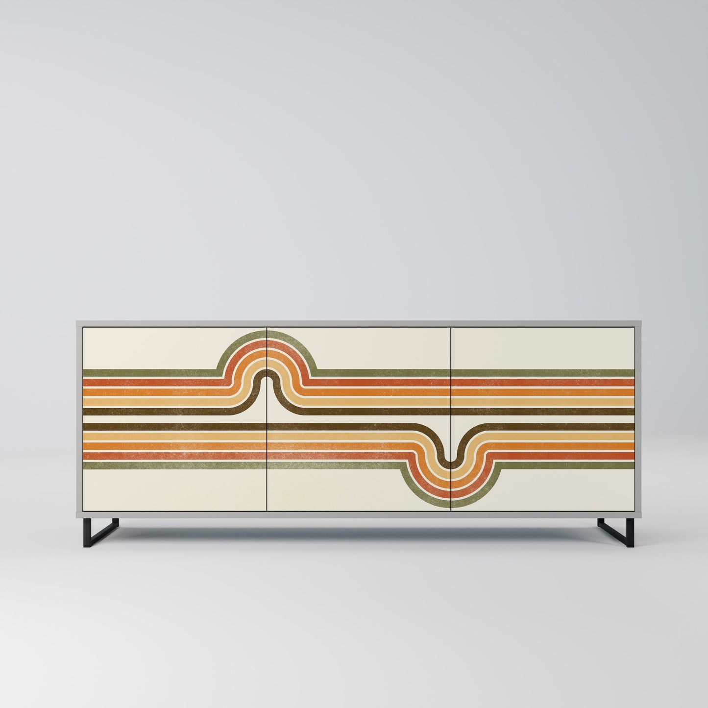 EXCEPTIONAL STREAM 3-Door Sideboard in Grey Finish