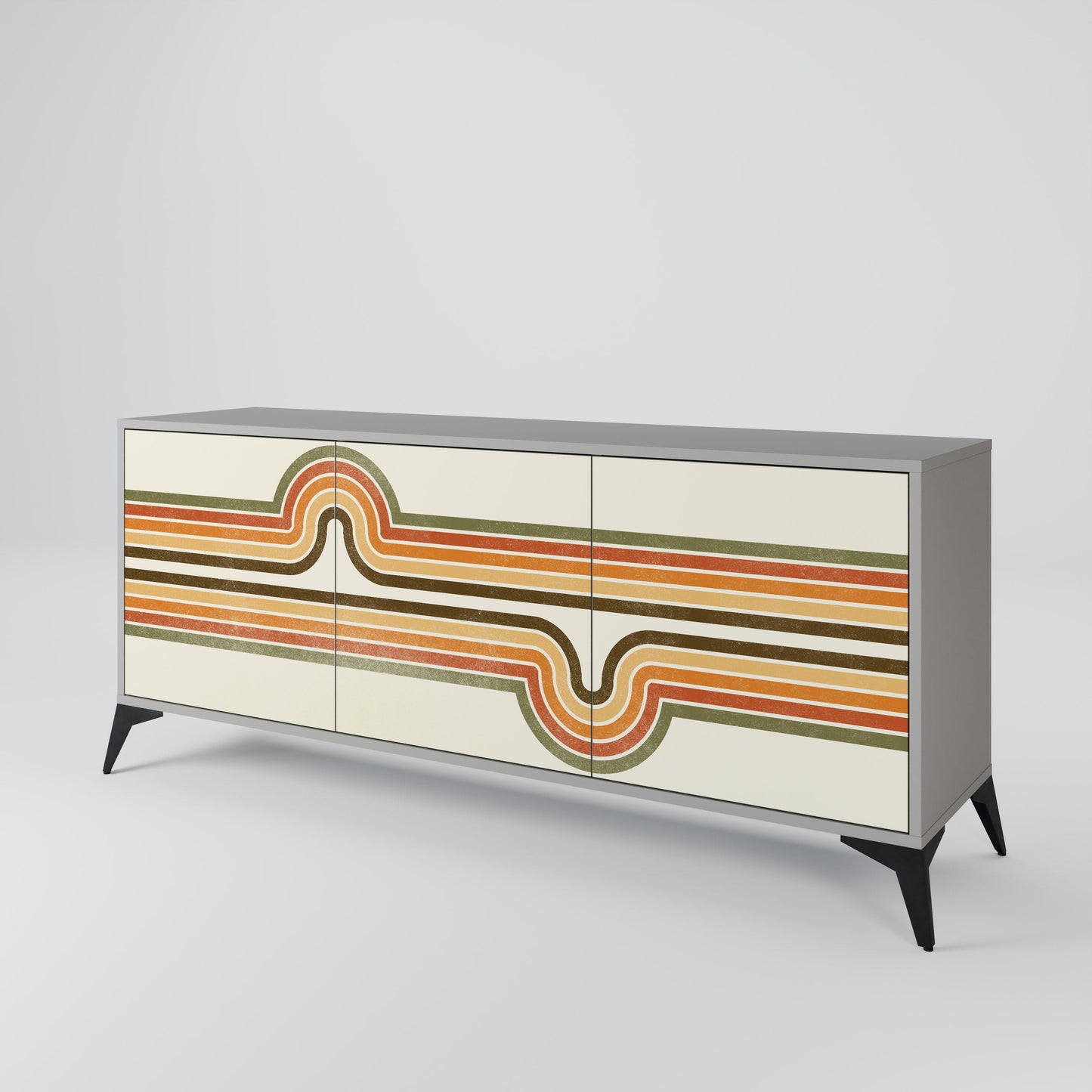 EXCEPTIONAL STREAM 3-Door Sideboard in Grey Finish