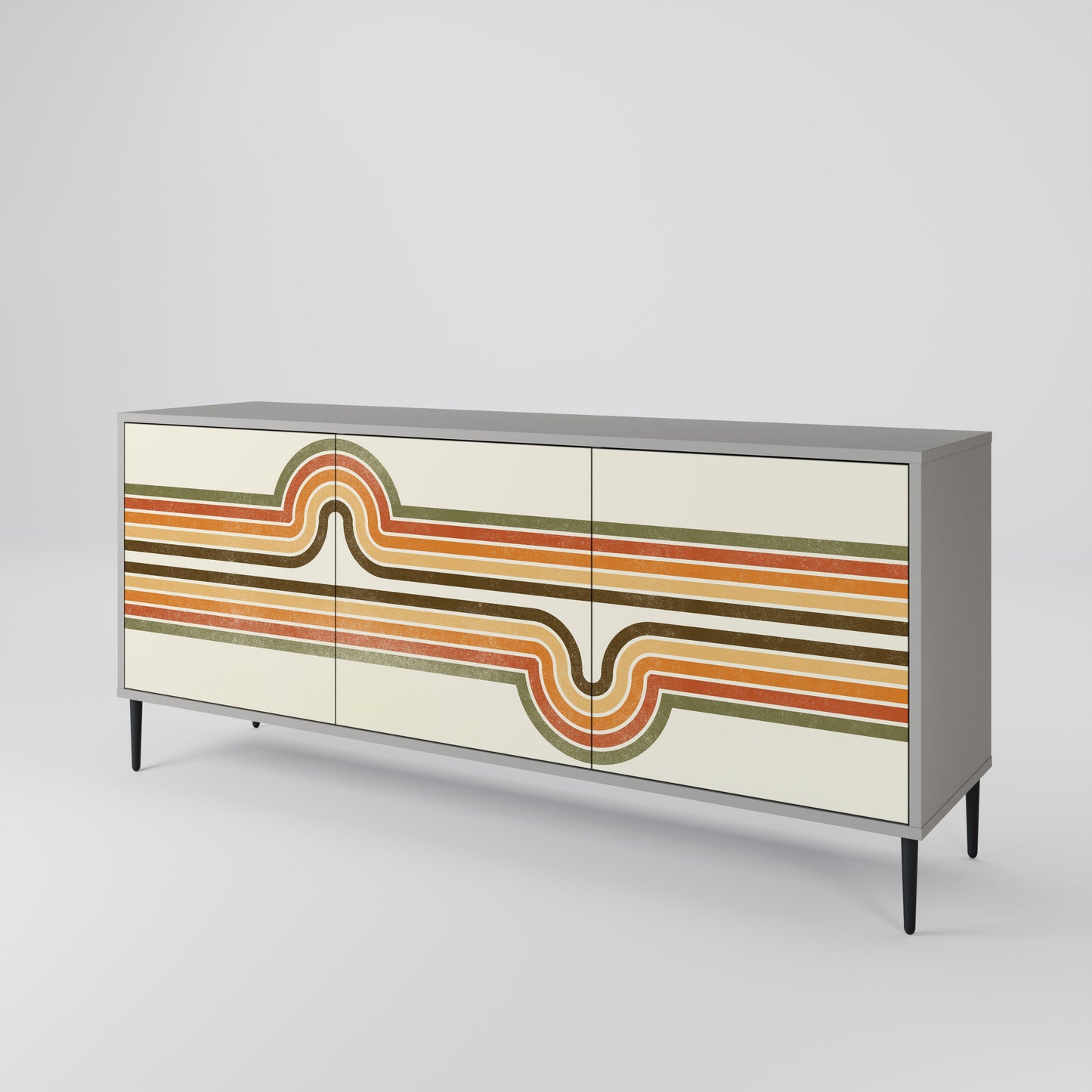EXCEPTIONAL STREAM 3-Door Sideboard in Grey Finish