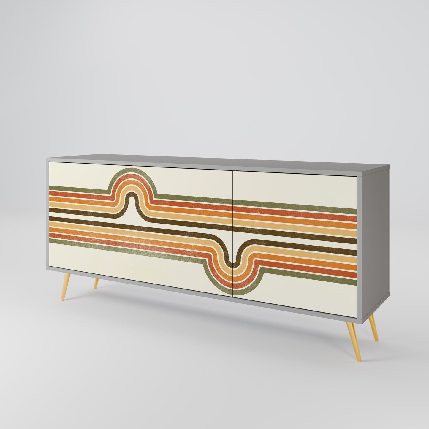 EXCEPTIONAL STREAM 3-Door Sideboard in Grey Finish