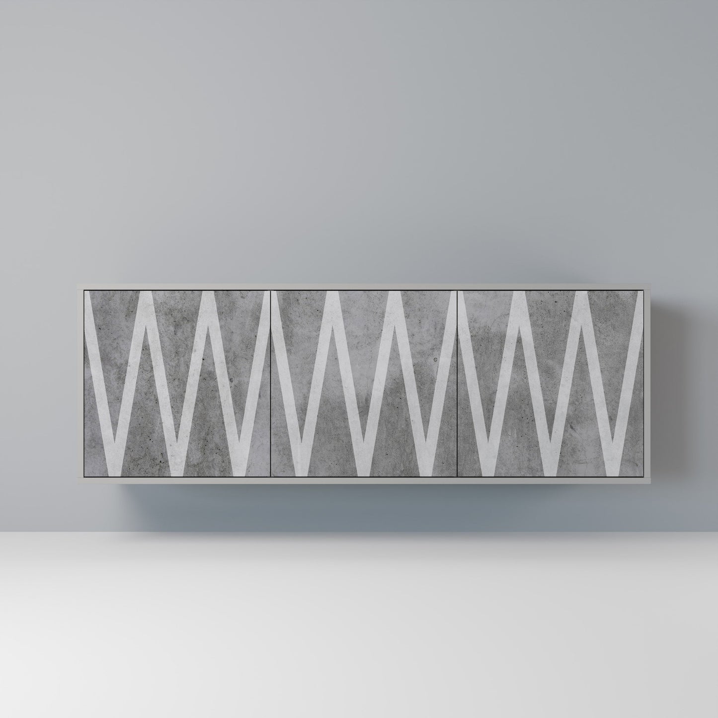 SOLID ZIG ZAG 3-Door Sideboard in Grey Finish