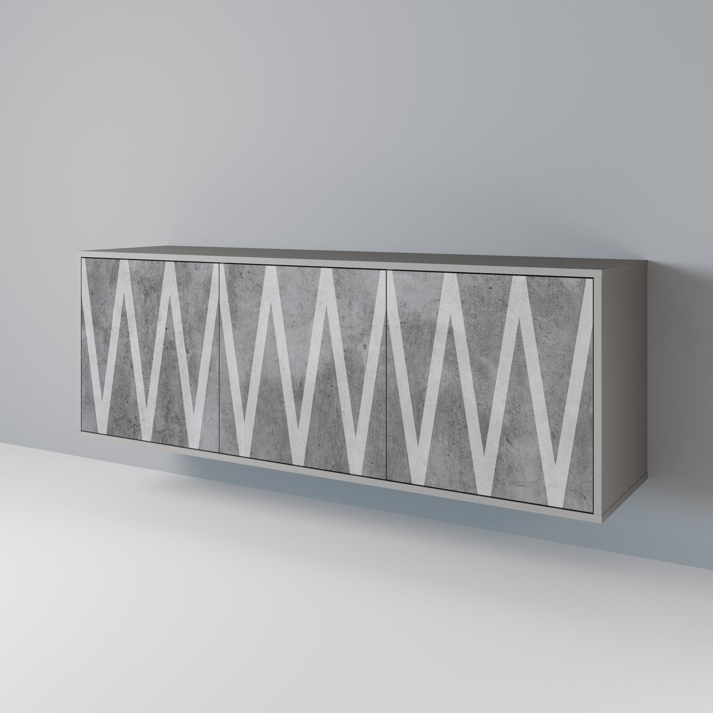 SOLID ZIG ZAG 3-Door Sideboard in Grey Finish