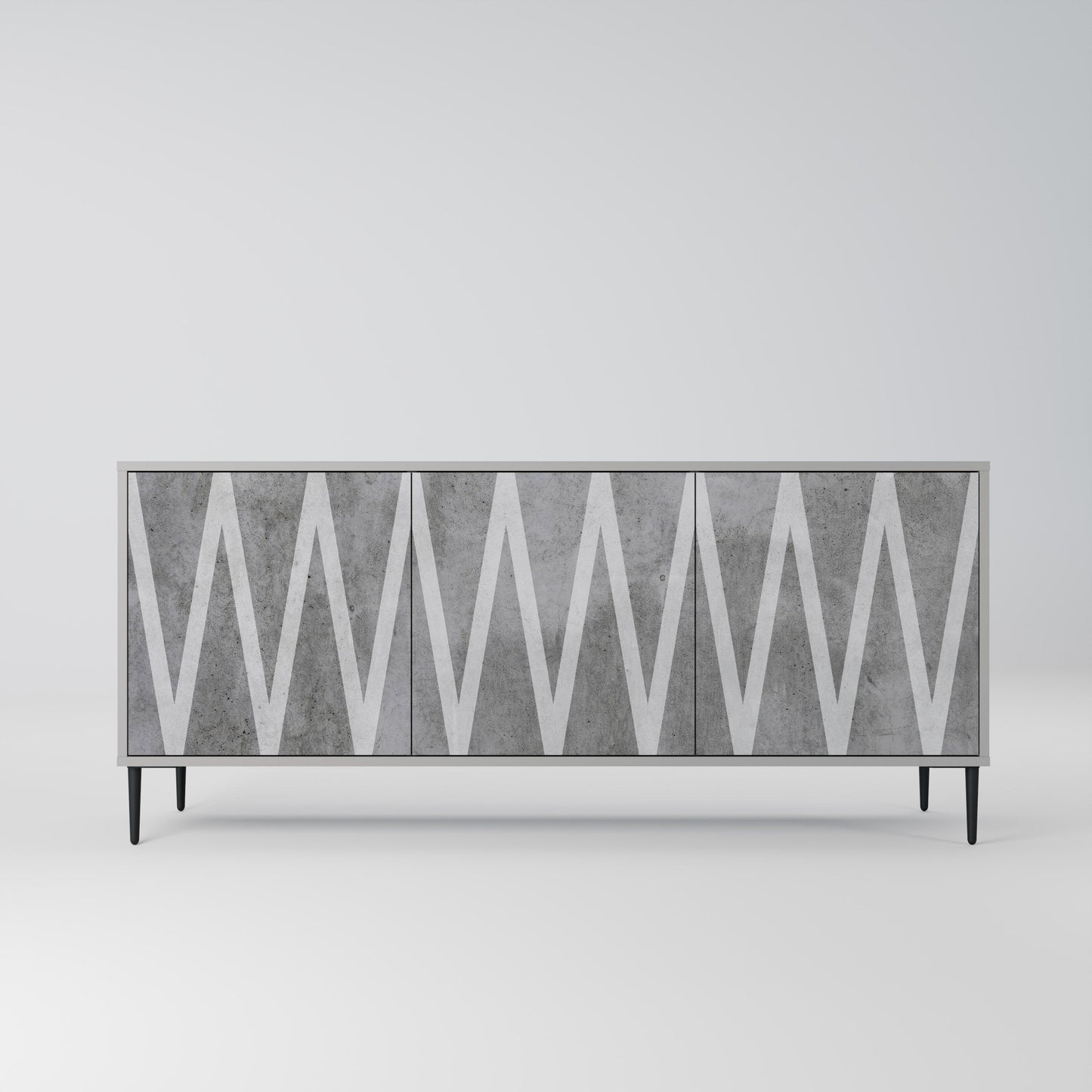 SOLID ZIG ZAG 3-Door Sideboard in Grey Finish