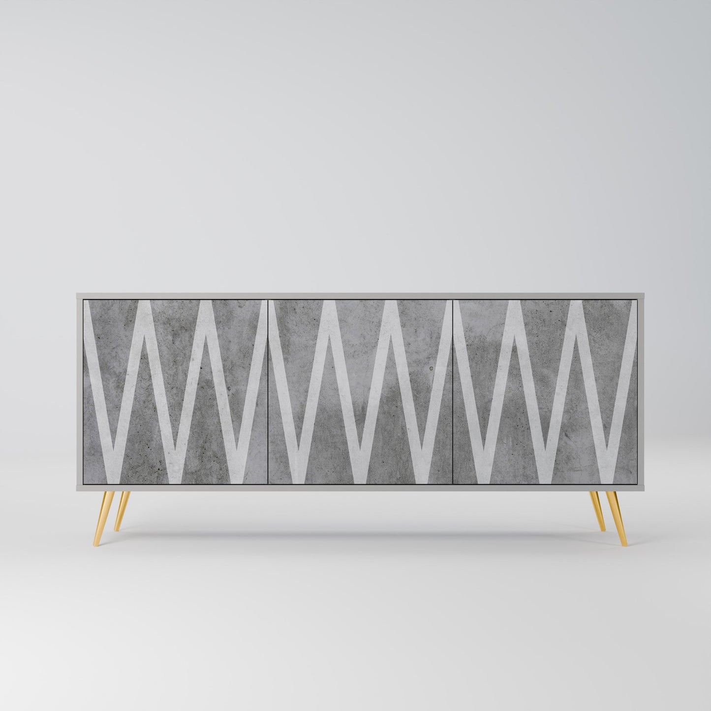 SOLID ZIG ZAG 3-Door Sideboard in Grey Finish