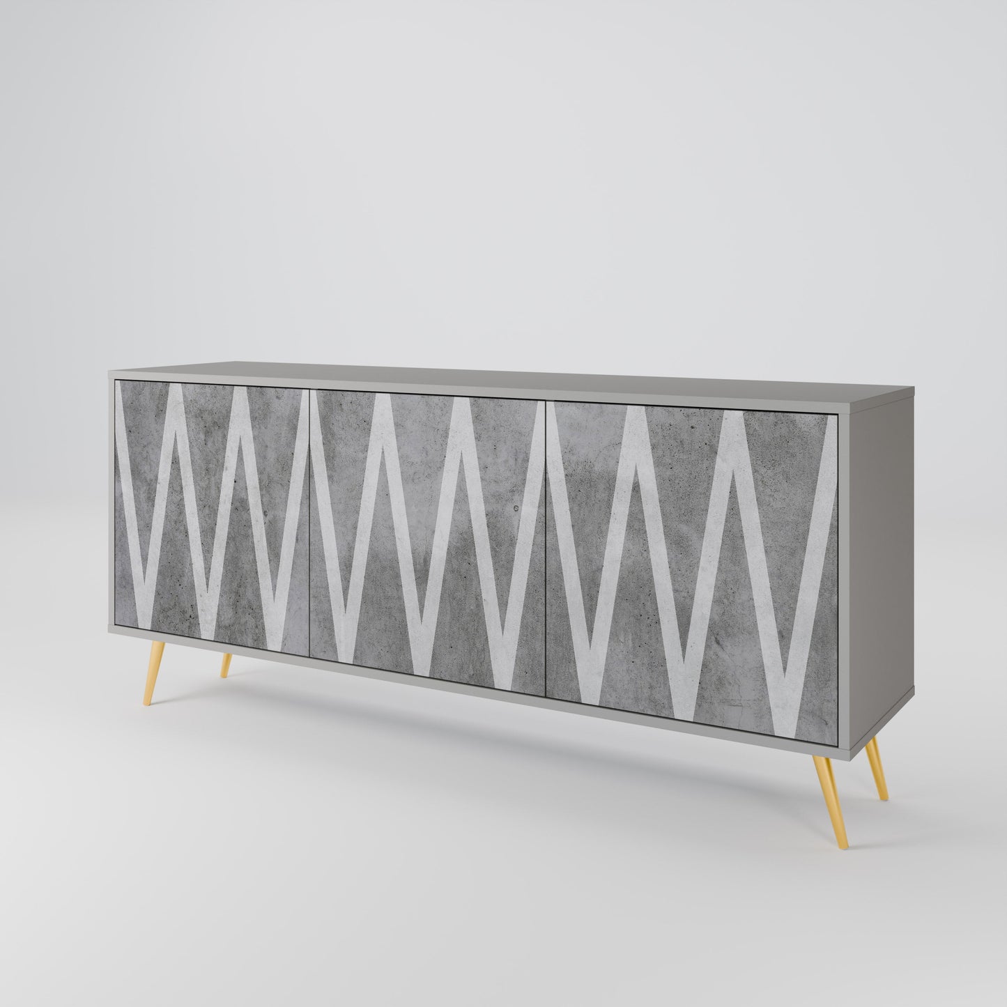 SOLID ZIG ZAG 3-Door Sideboard in Grey Finish