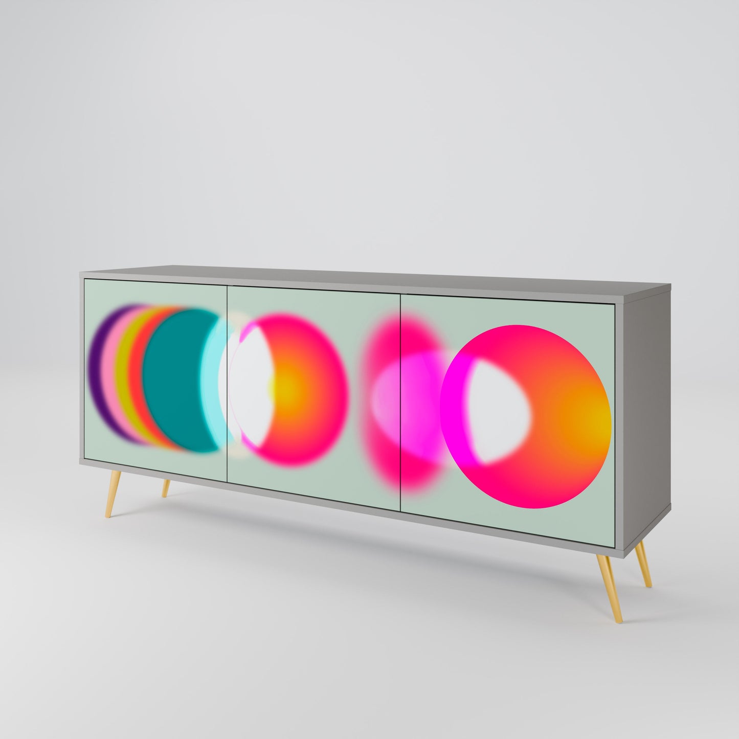 SYMPHONY OF COLORS 3-Door Sideboard in Grey Finish