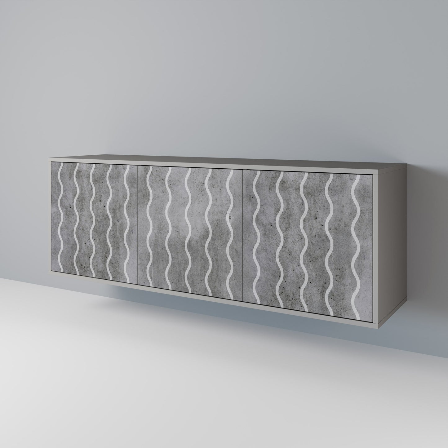 WAVES OF CONCRETE 3-Door Sideboard in Grey Finish