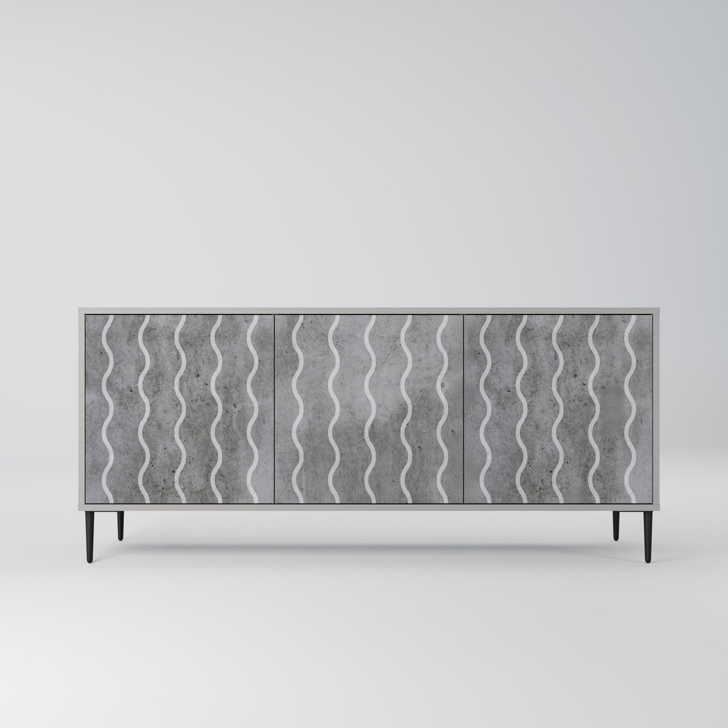 WAVES OF CONCRETE 3-Door Sideboard in Grey Finish