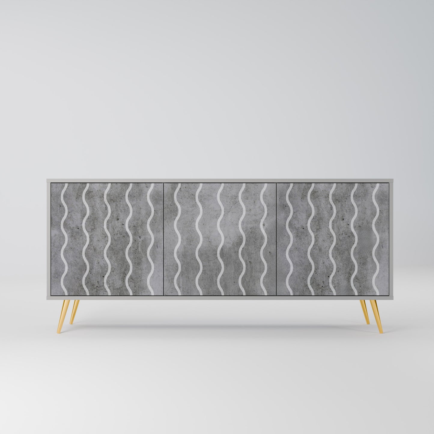 WAVES OF CONCRETE 3-Door Sideboard in Grey Finish