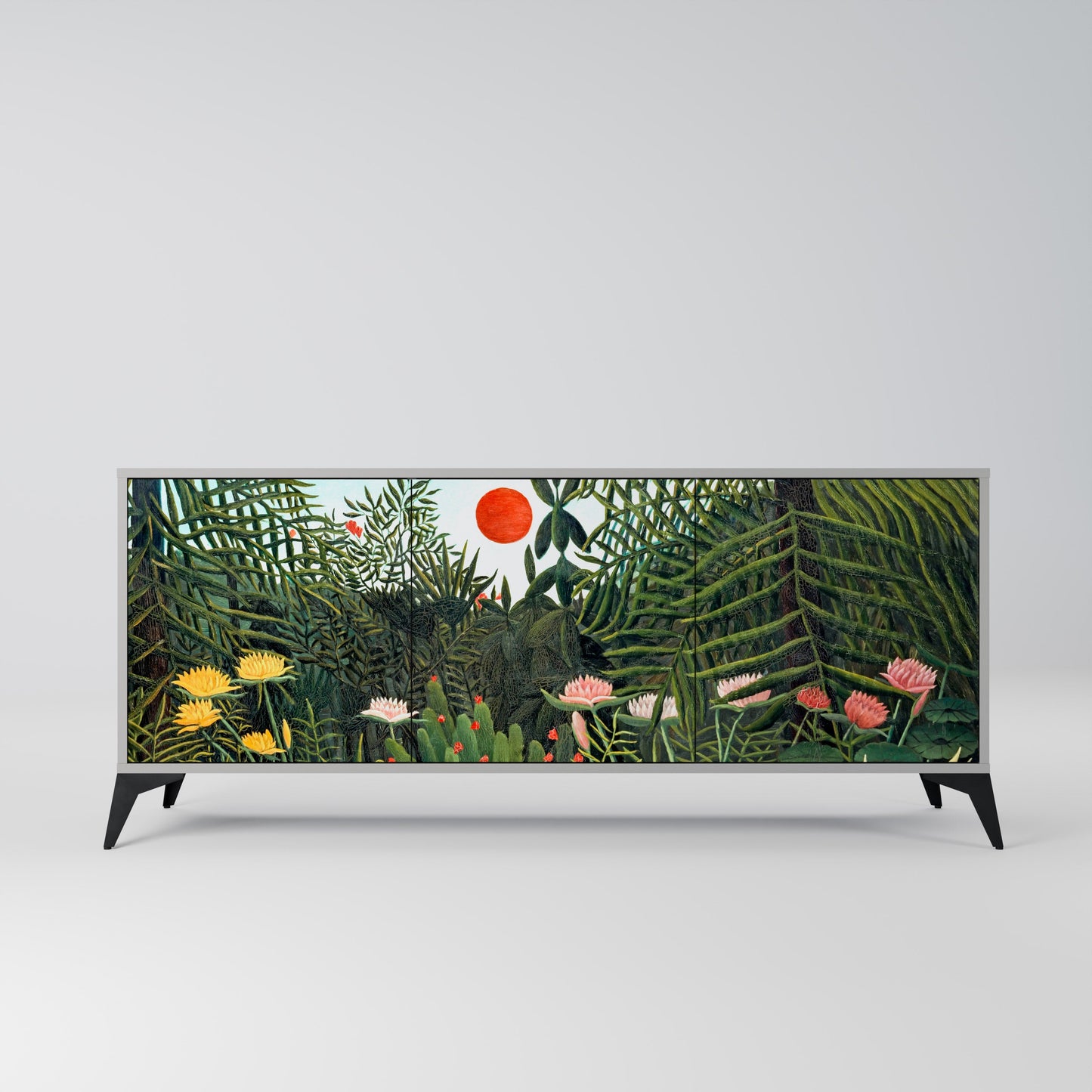 VIRGIN FOREST WITH SUNSET 3-Door Sideboard in Grey Finish