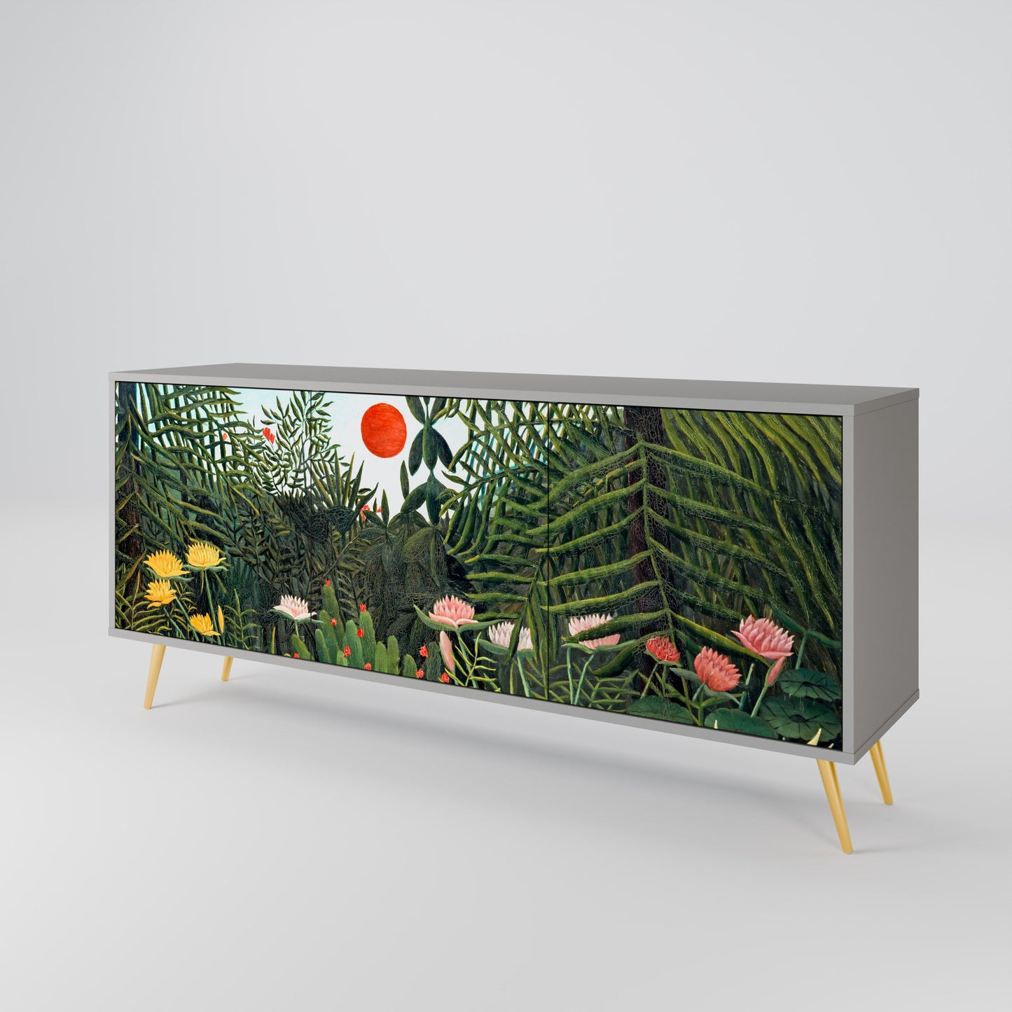 VIRGIN FOREST WITH SUNSET 3-Door Sideboard in Grey Finish