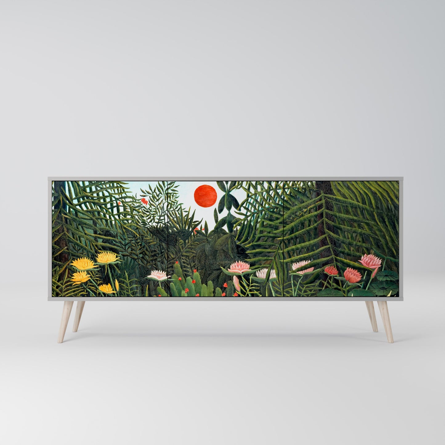 VIRGIN FOREST WITH SUNSET 3-Door Sideboard in Grey Finish