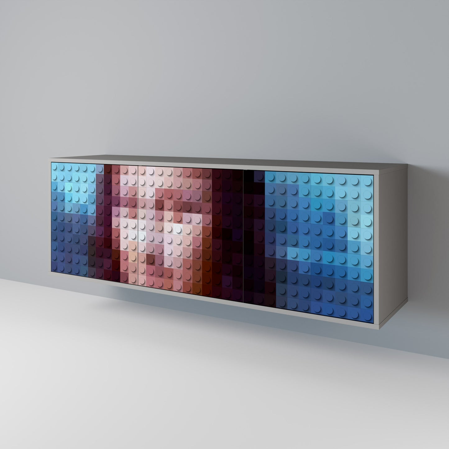 CONSTRUCTIVE ART 3-Door Sideboard in Grey Finish
