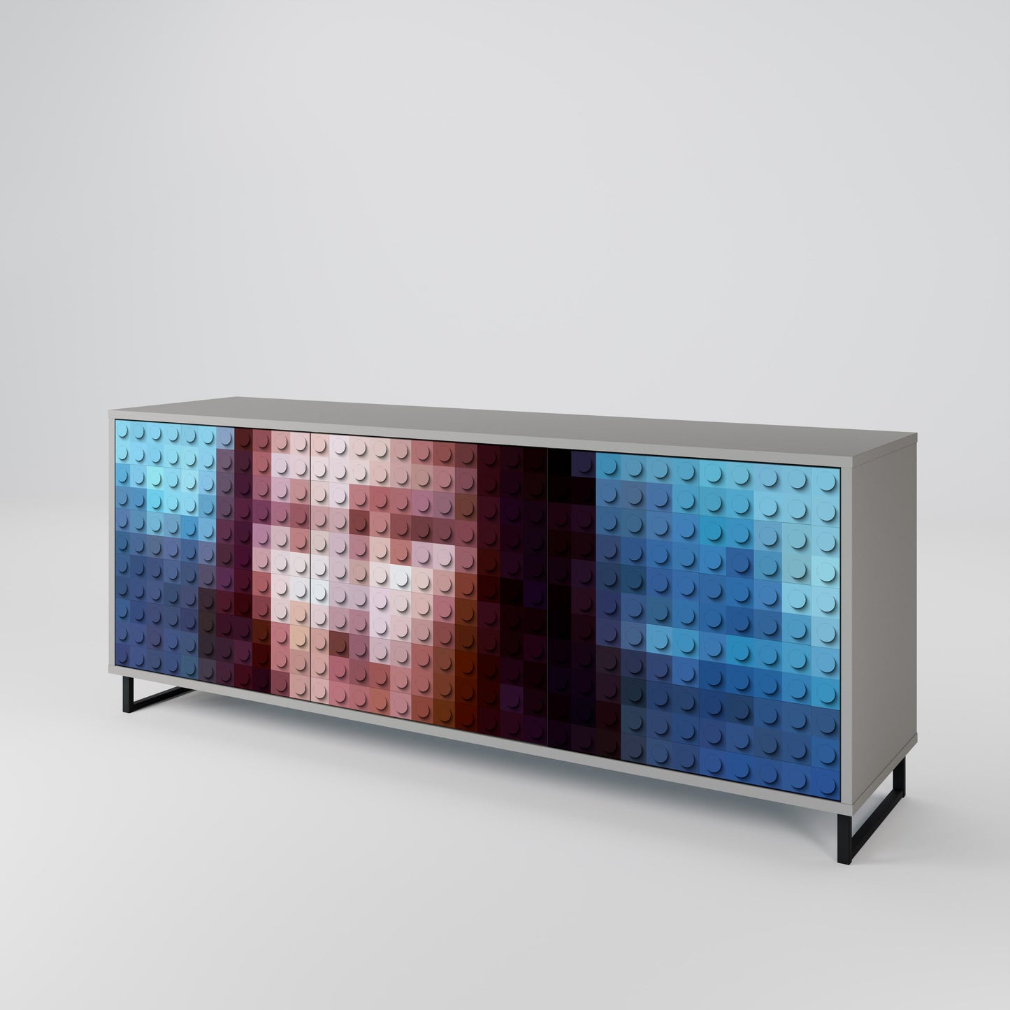 CONSTRUCTIVE ART 3-Door Sideboard in Grey Finish