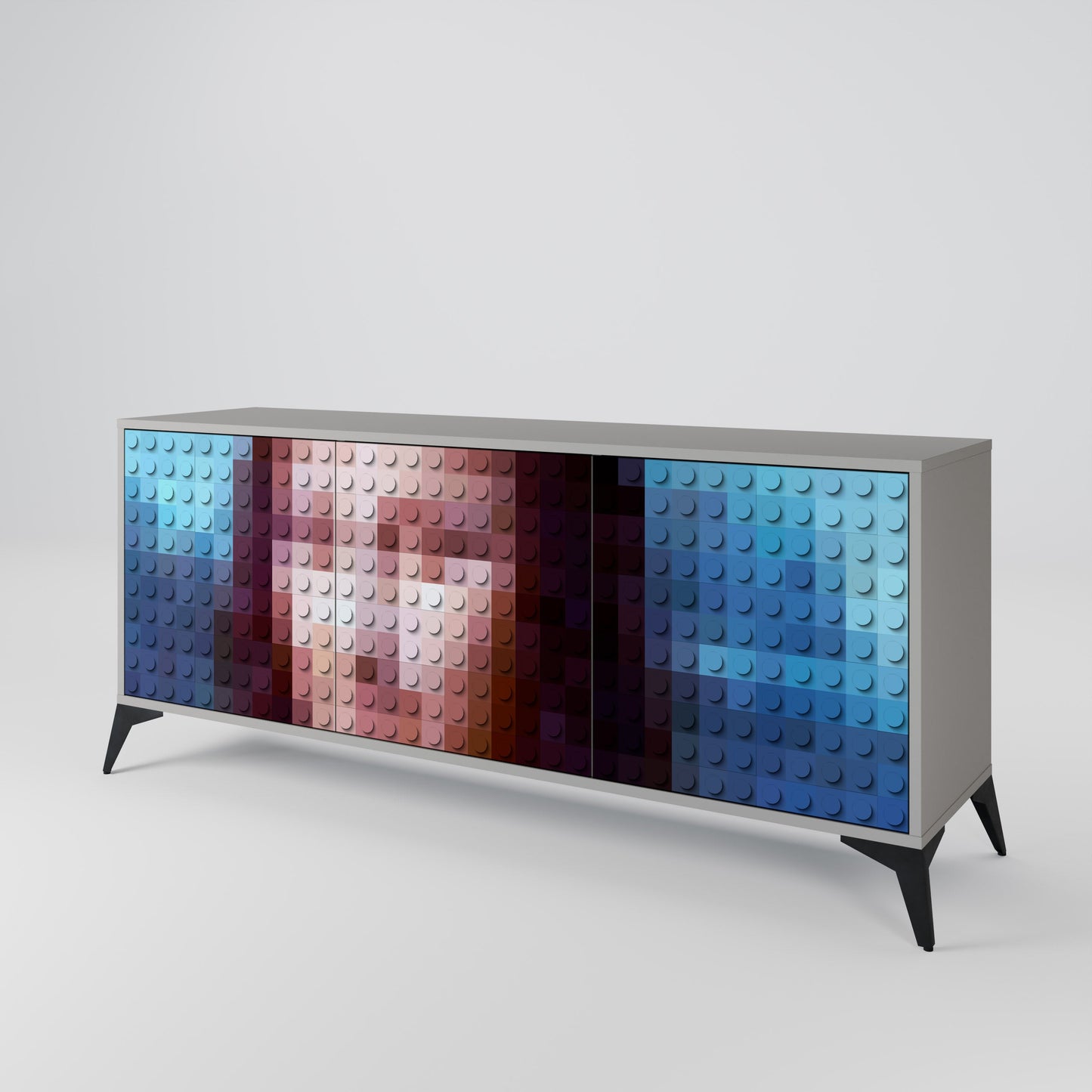 CONSTRUCTIVE ART 3-Door Sideboard in Grey Finish