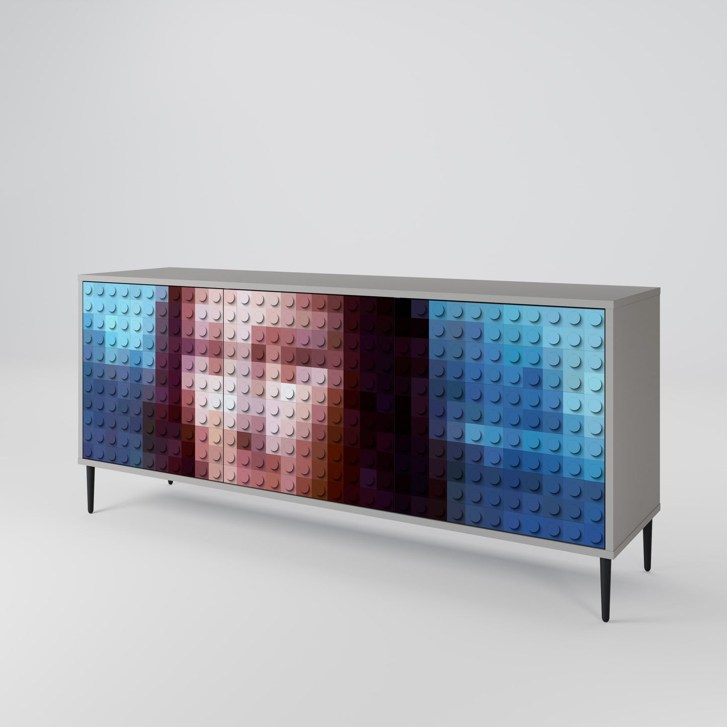 CONSTRUCTIVE ART 3-Door Sideboard in Grey Finish