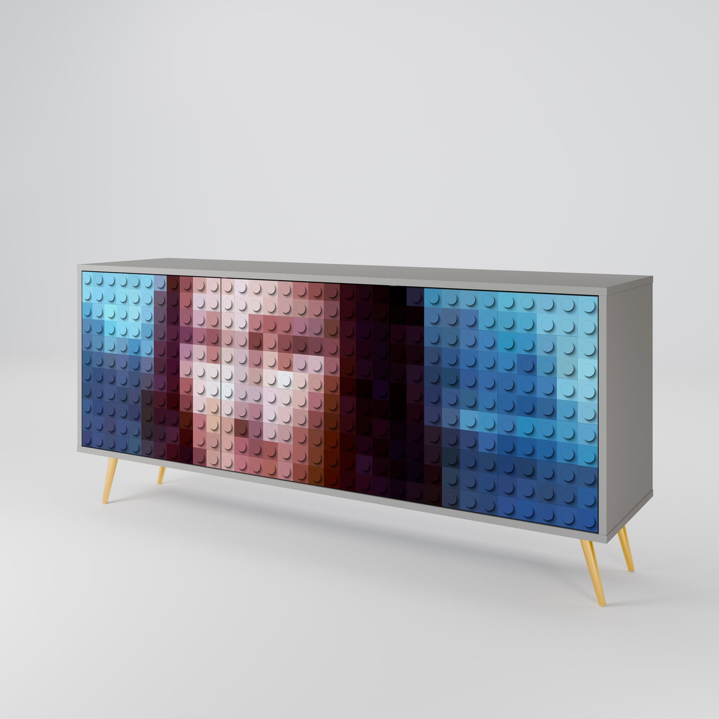 CONSTRUCTIVE ART 3-Door Sideboard in Grey Finish