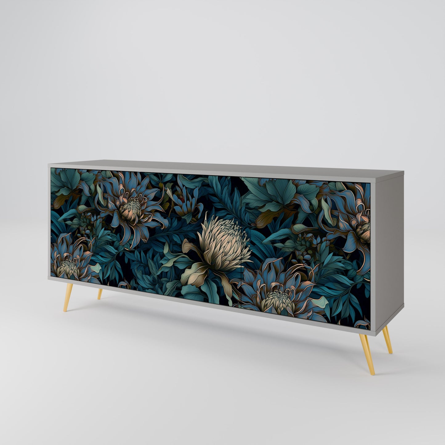 Credenza a 3 ante TWILIGHT BLOOM in finitura grigia