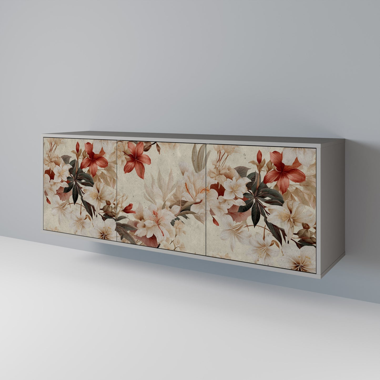 PETAL HARMONY 3-Door Sideboard in Grey Finish