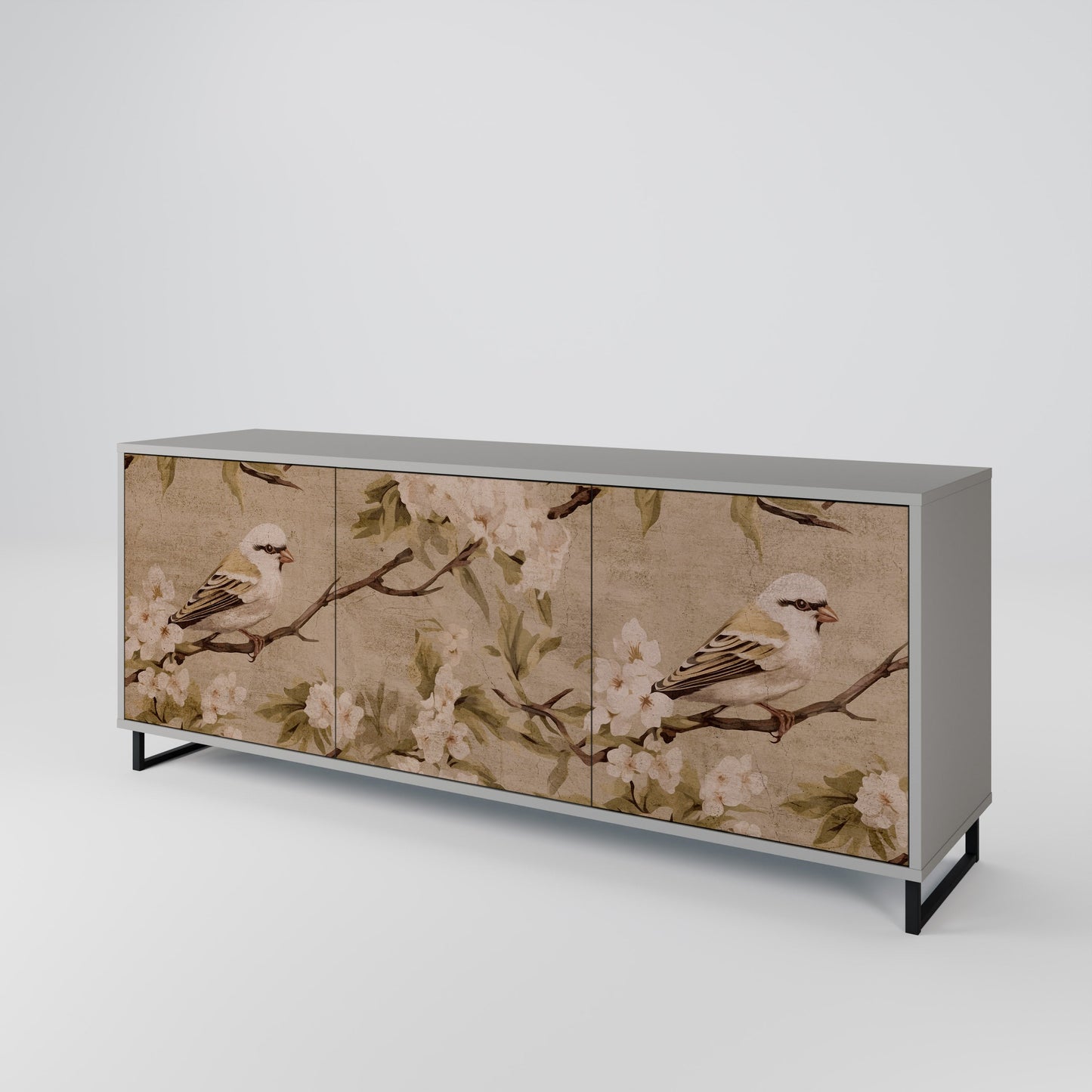 PETAL DISTINGUISH 3-Door Sideboard in Grey Finish