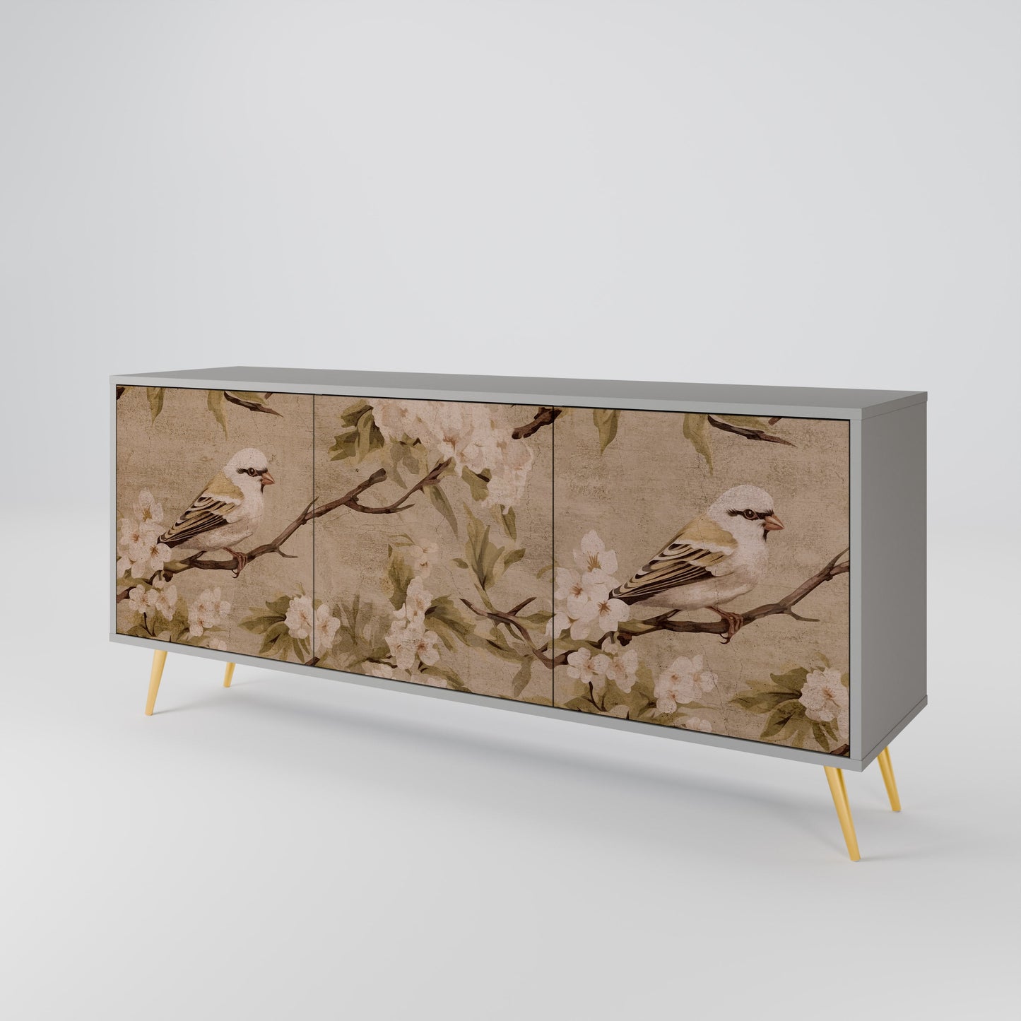 PETAL DISTINGUISH 3-Door Sideboard in Grey Finish