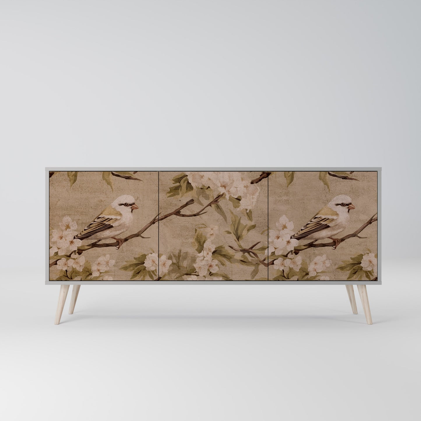 PETAL DISTINGUISH 3-Door Sideboard in Grey Finish